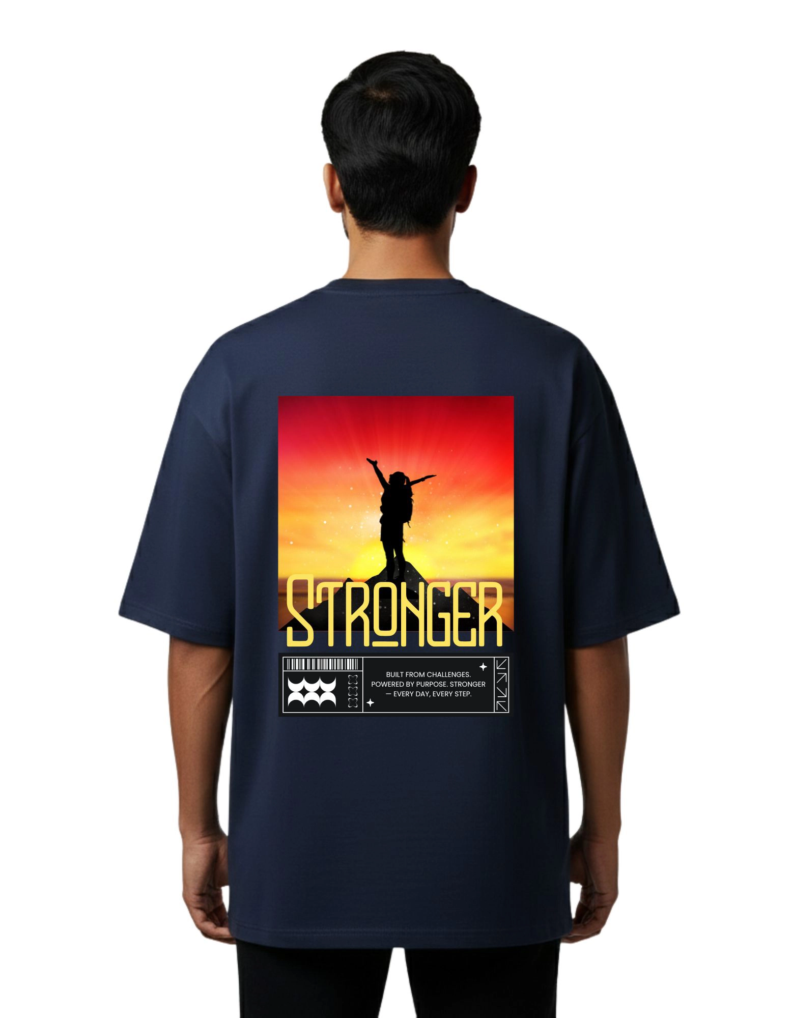 Stronger Oversized French Terry 240 GSM T-Shirt Navy Blue