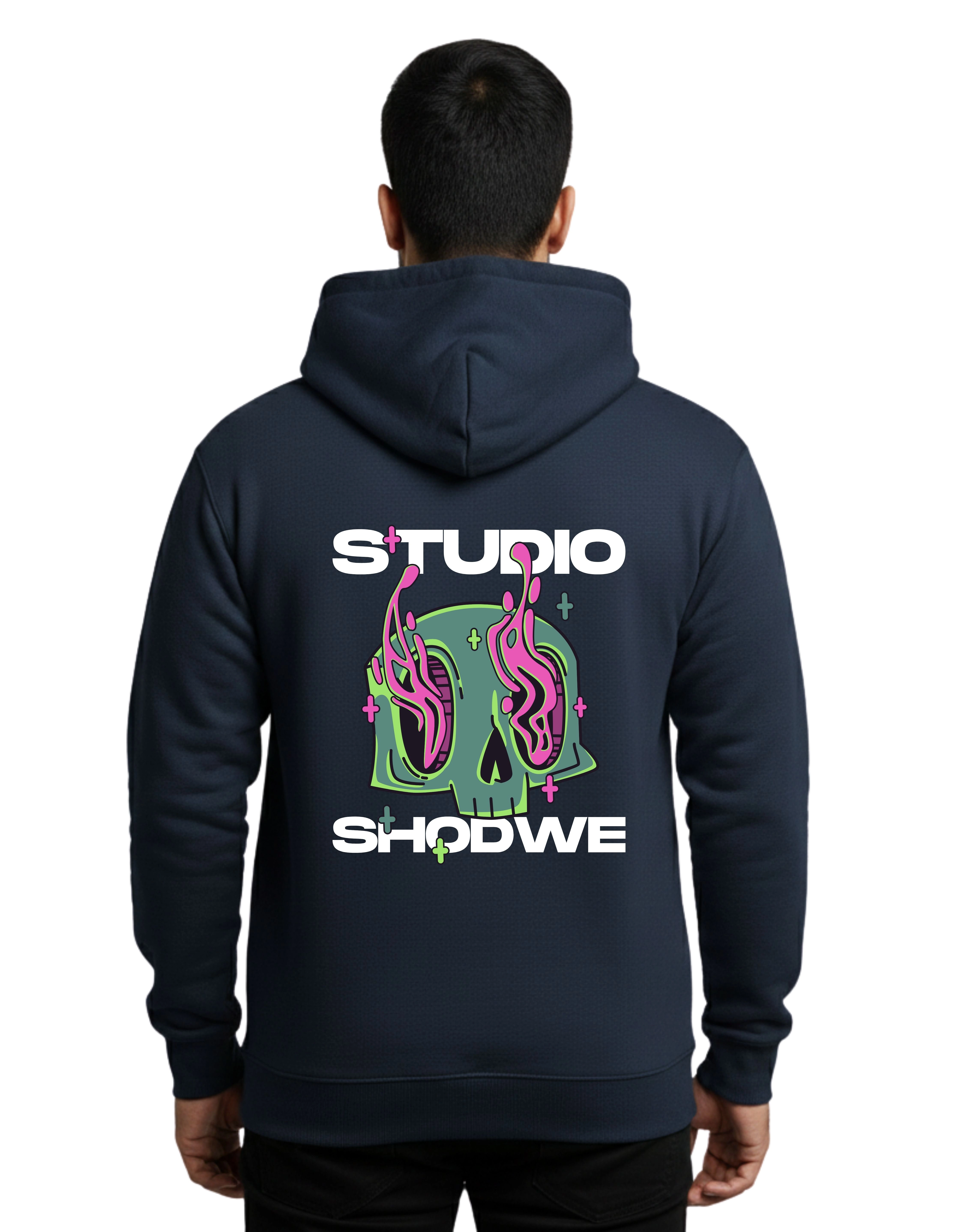Studio Shodwe Graphic Cotton Hoodie Without Zipper 300 GSM Navy Blue