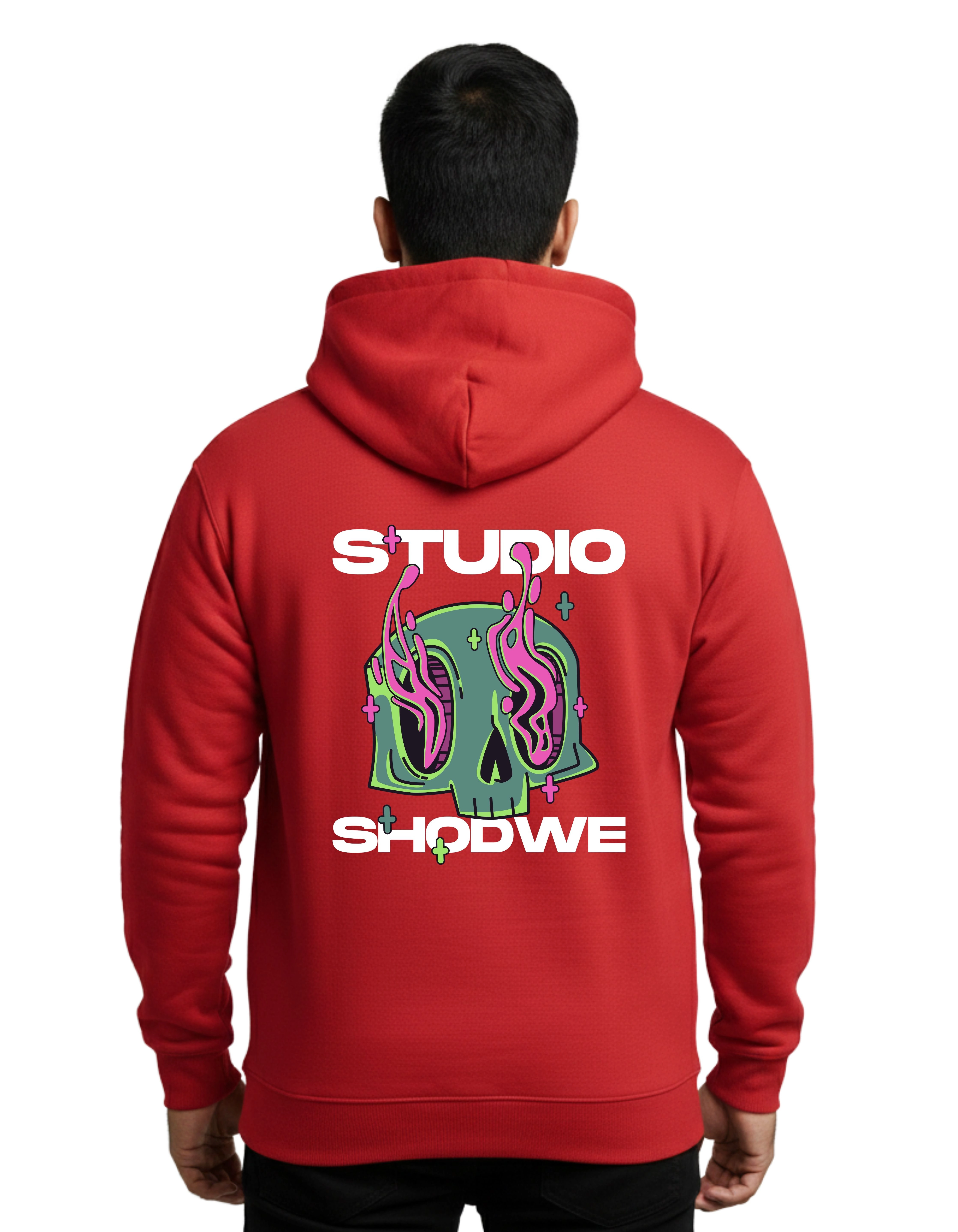 Studio Shodwe Graphic Cotton Hoodie Without Zipper 300 GSM Red