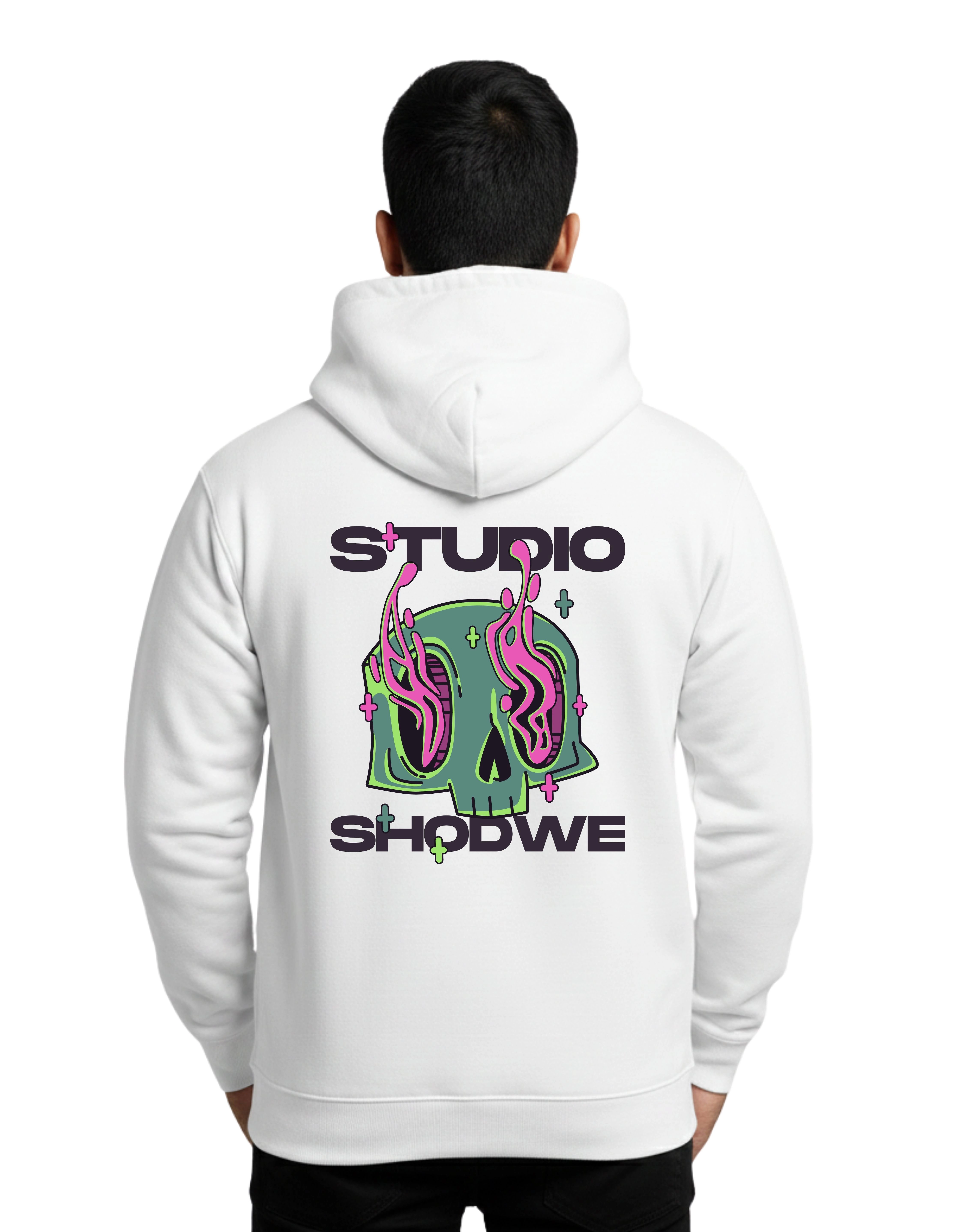 Studio Shodwe Graphic Cotton Hoodie Without Zipper 300 GSM White