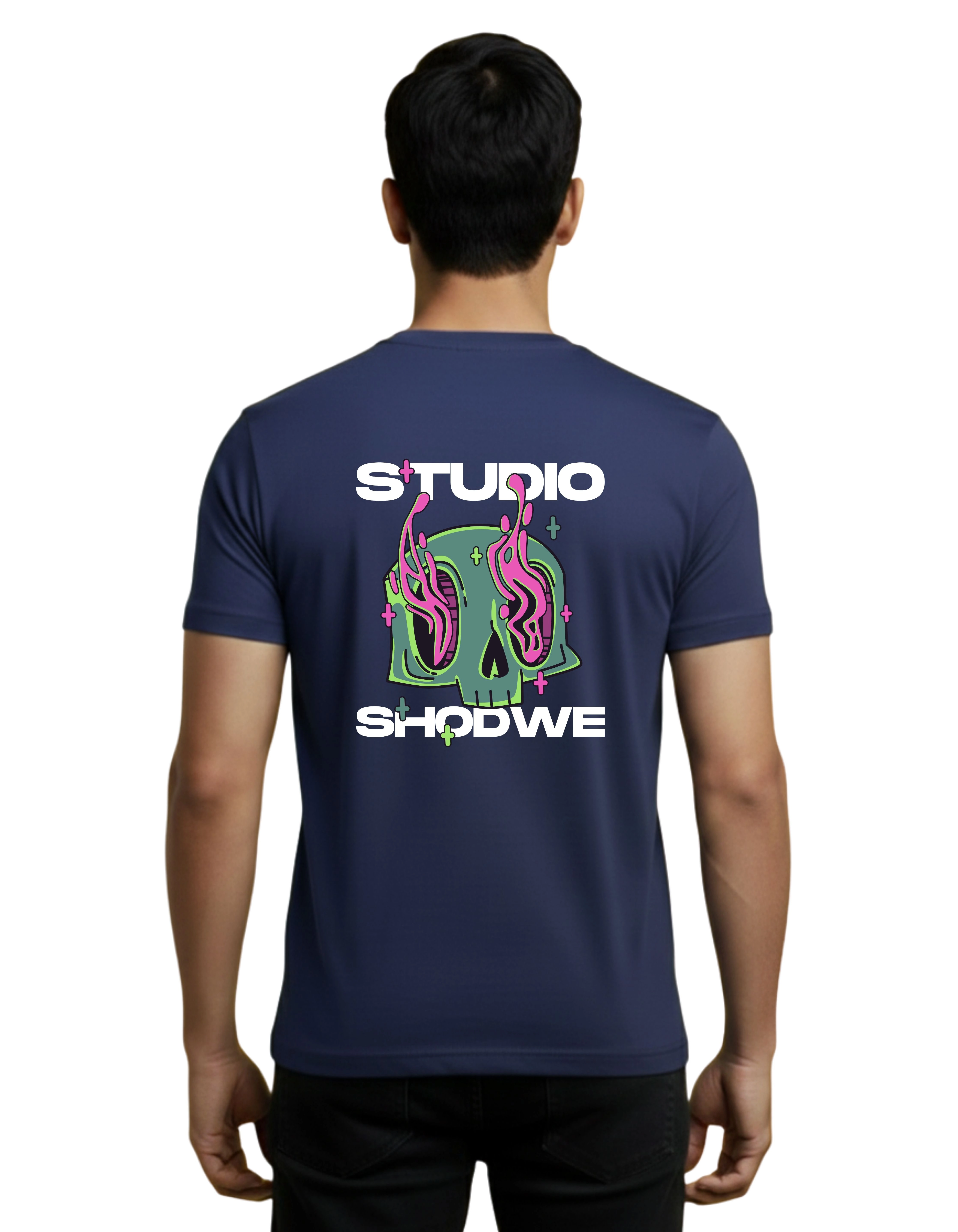 Studio Shodwe Graphic Cotton Round Neck T-Shirt 180 GSM Navy Blue
