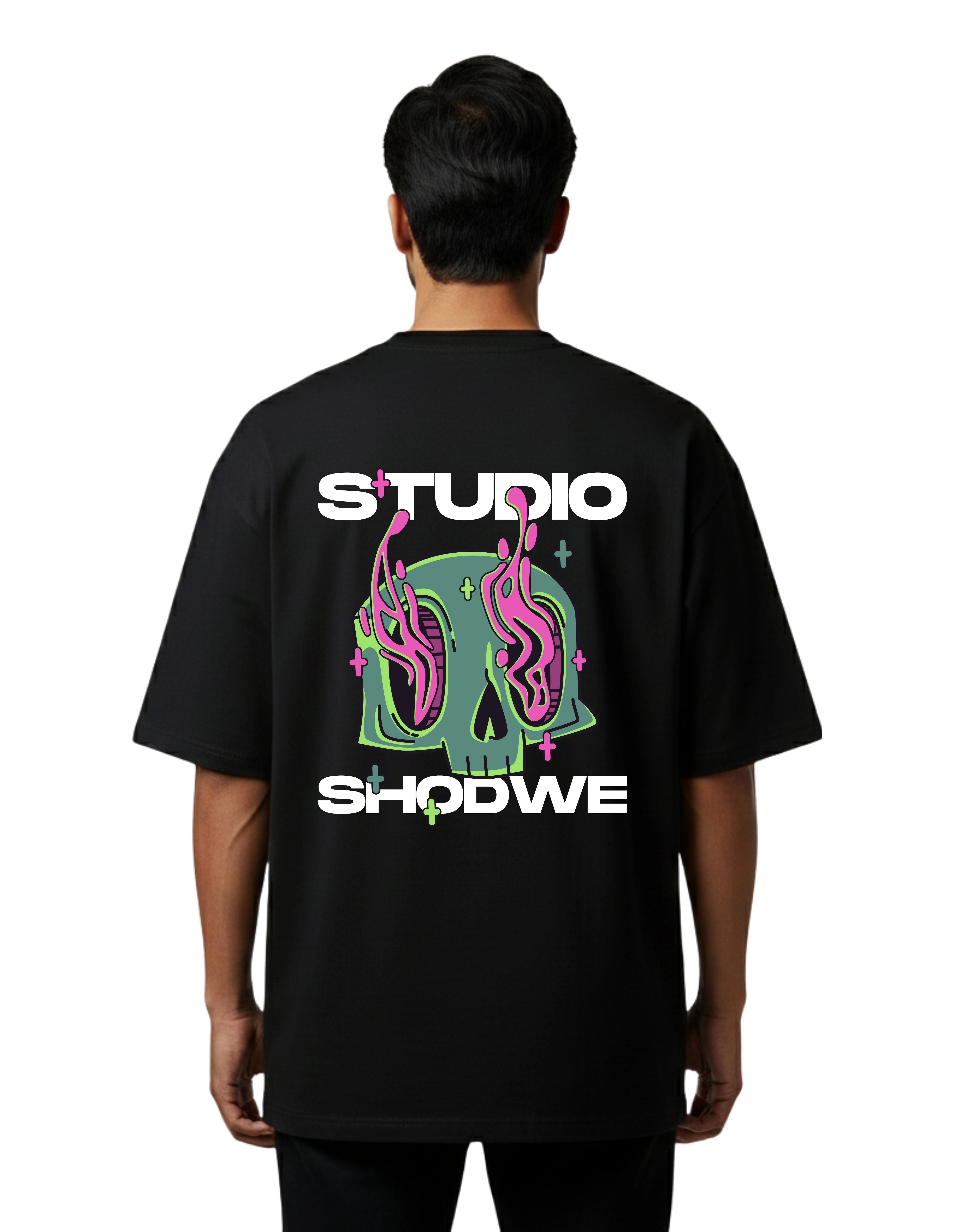 Studio Shodwe Graphic Oversized Cotton French Terry T-Shirt 240 GSM Black