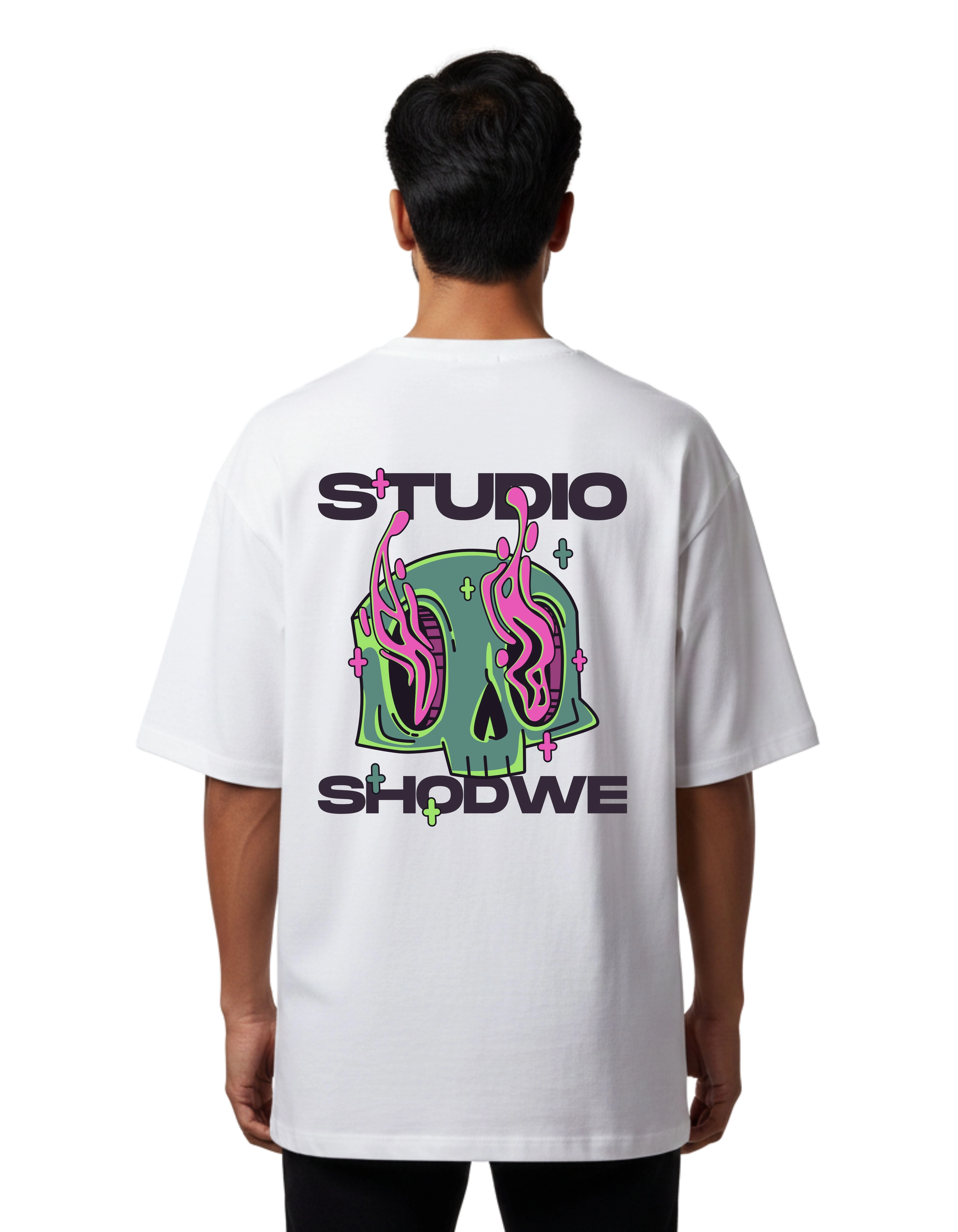 Studio Shodwe Graphic Oversized Cotton French Terry T-Shirt 240 GSM White