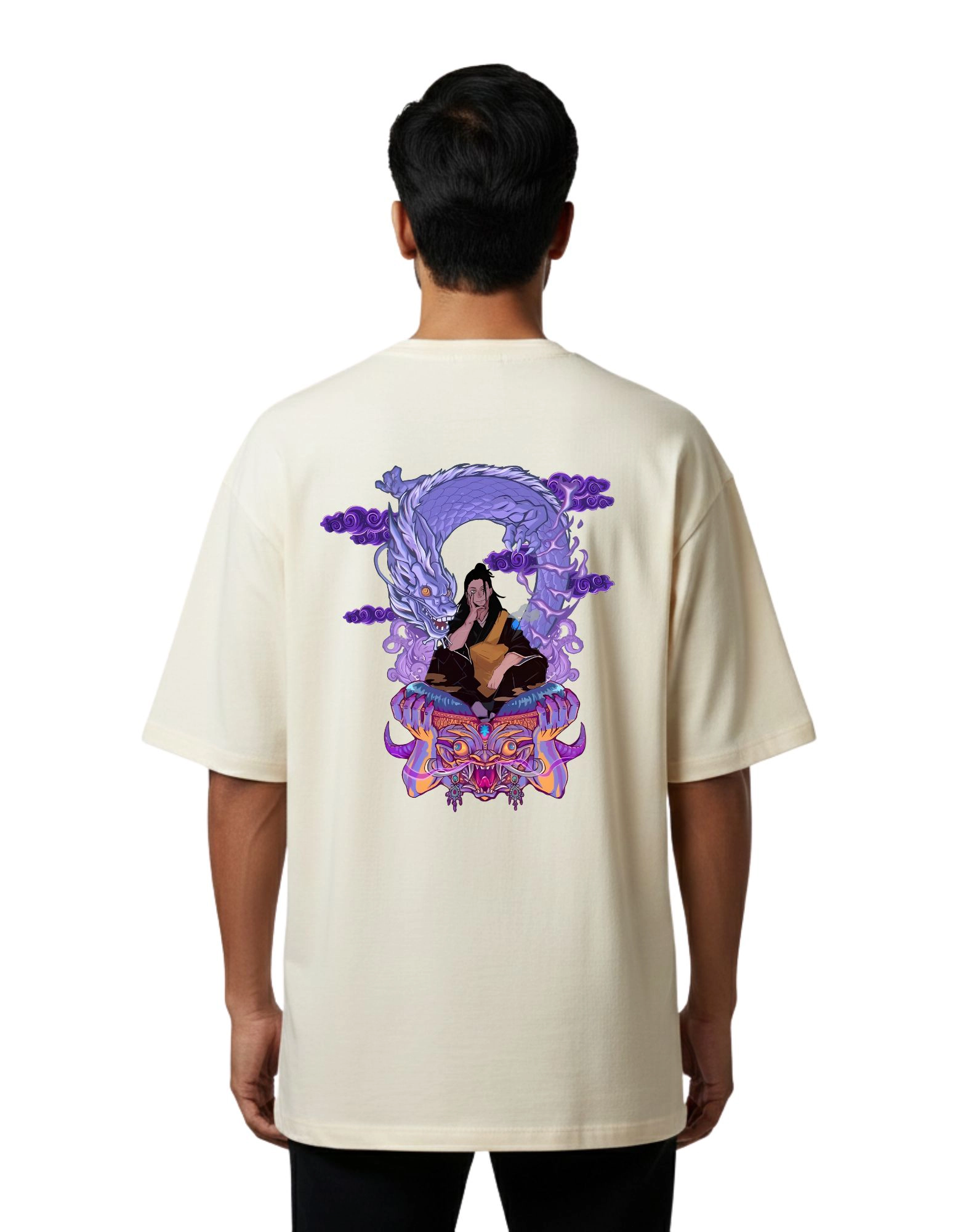 Suguru Geto Oversized Cotton French Terry T-Shirt 240 GSM Beige