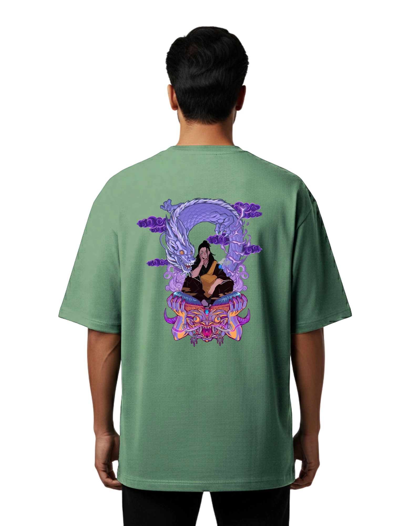 Suguru Geto Oversized Cotton French Terry T-Shirt 240 GSM D Green