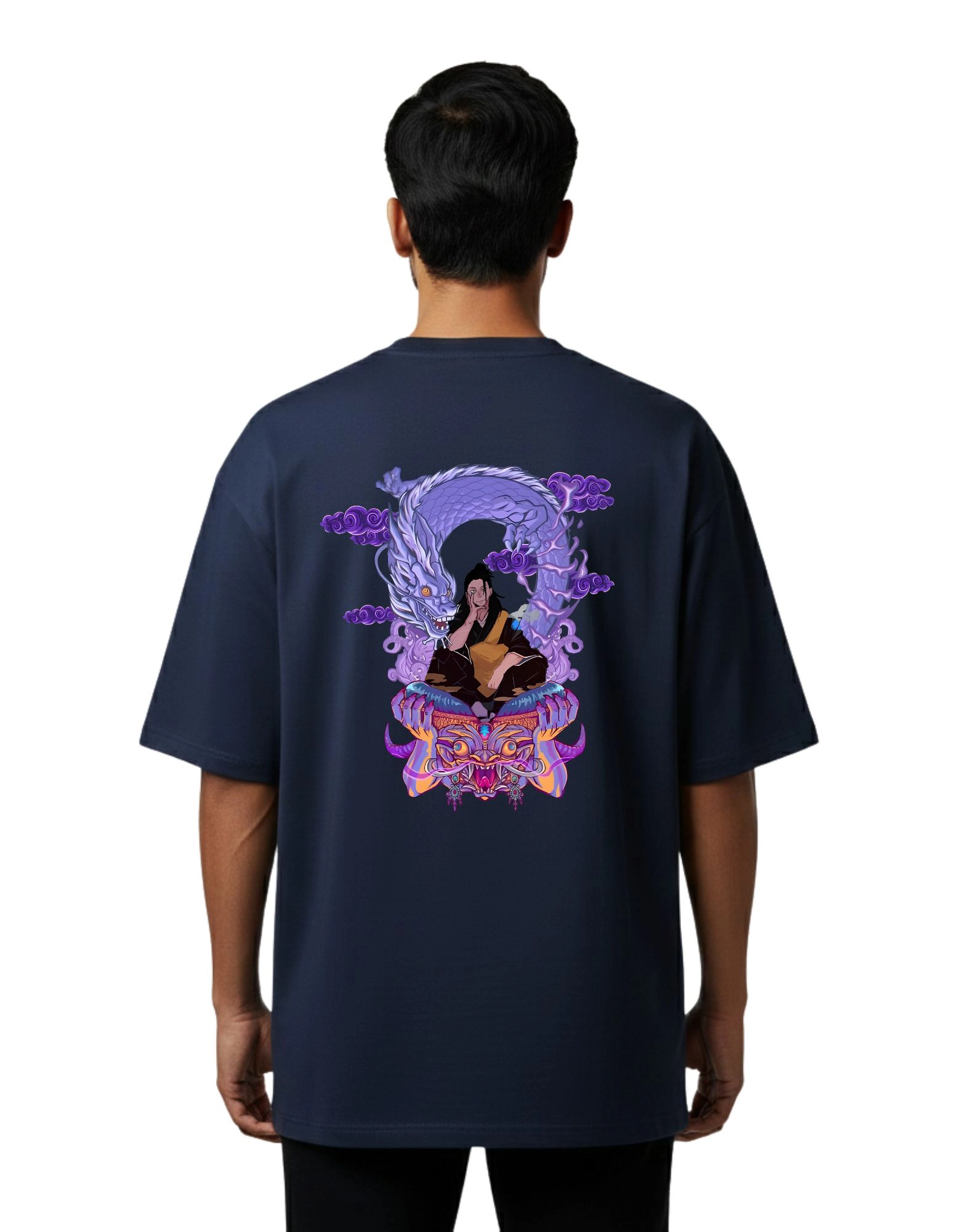 Suguru Geto Oversized Cotton French Terry T-Shirt 240 GSM Navy Blue