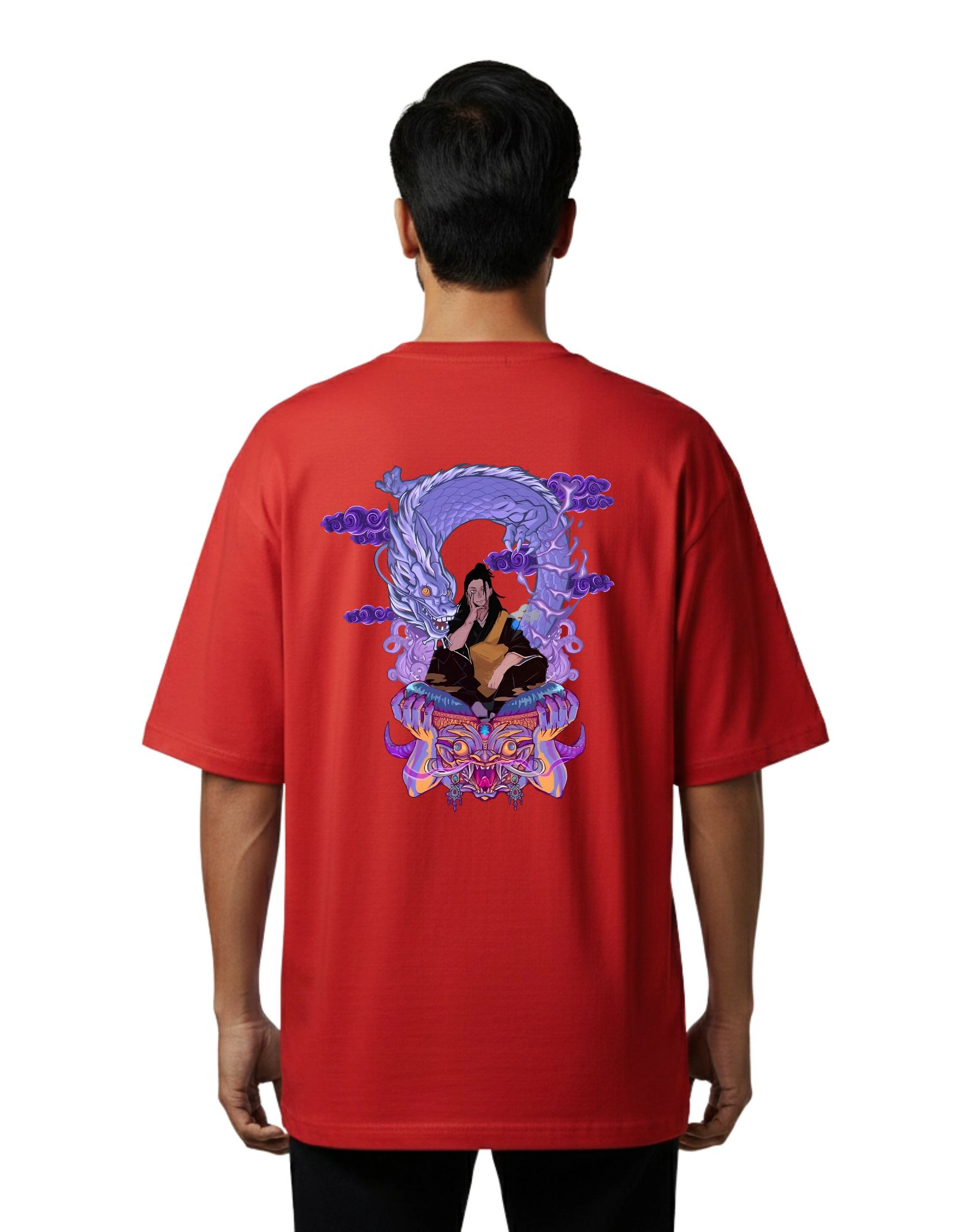 Suguru Geto Oversized Cotton French Terry T-Shirt 240 GSM Red