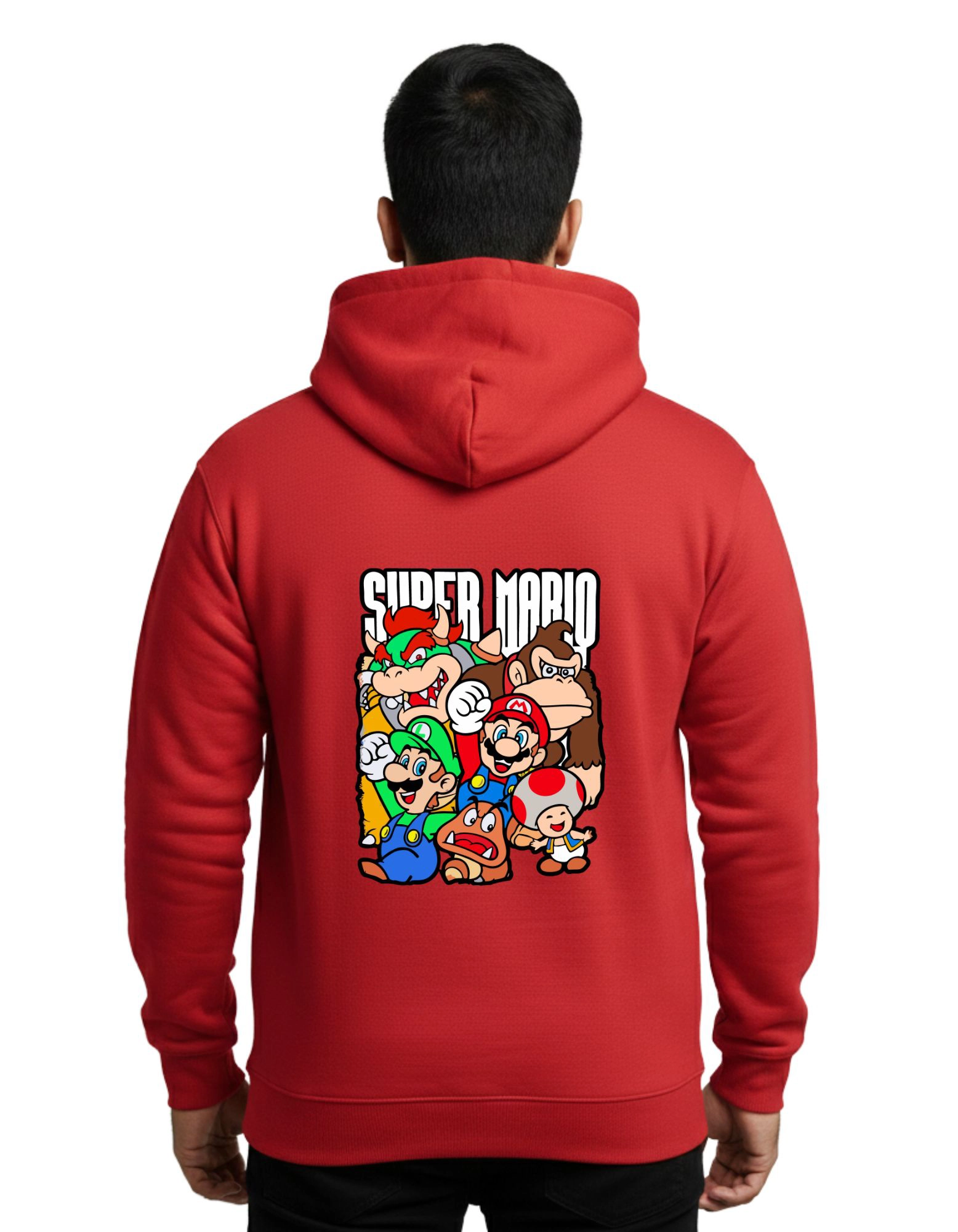 Super Mario Cotton Hoodie Without Zipper 300 GSM Red