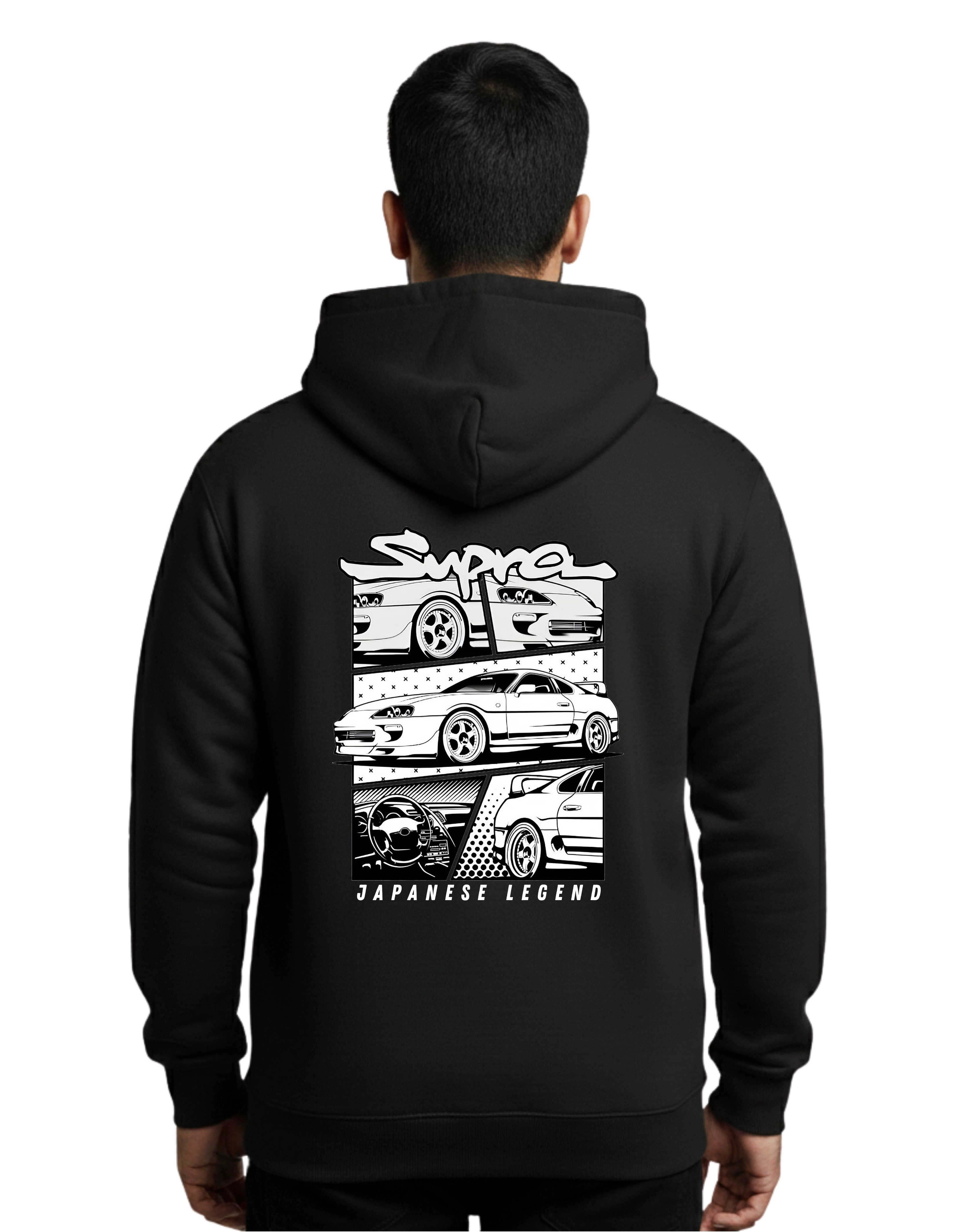 Supra Japanese Legend Cotton Hoodie Without Zipper 300 GSM Black
