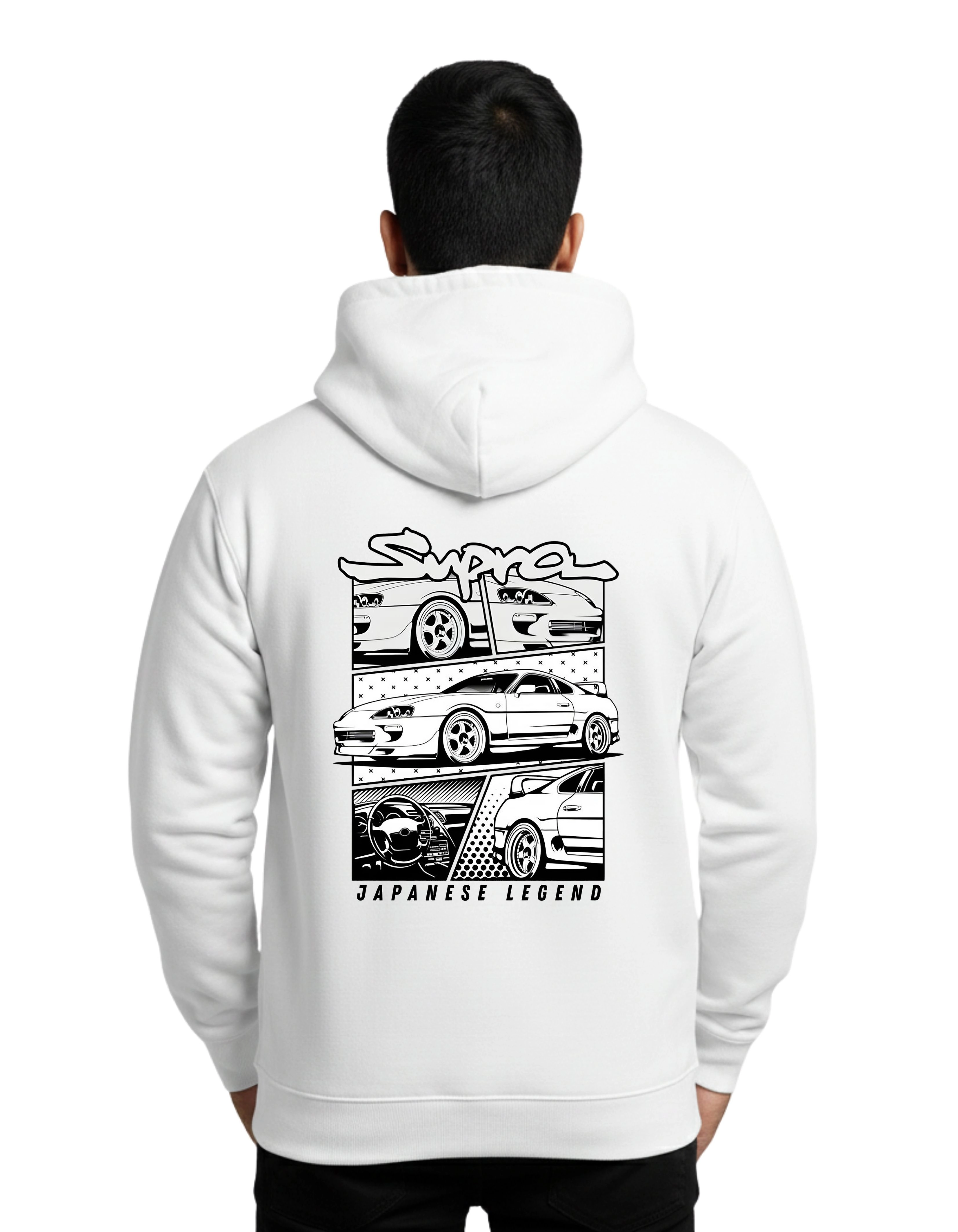 Supra Japanese Legend Cotton Hoodie Without Zipper 300 GSM White