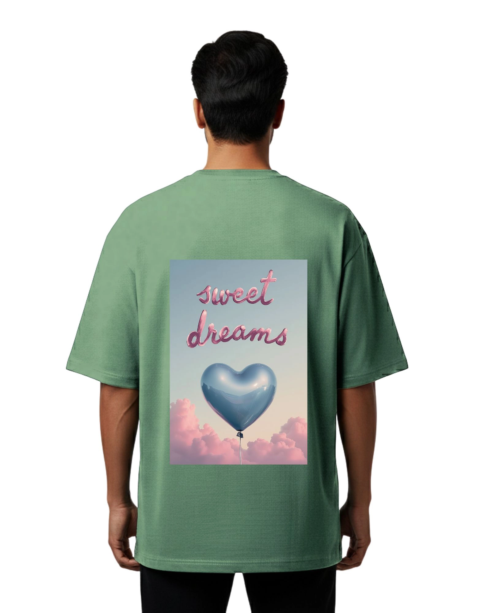 Sweet Dreams Oversized French Terry T-Shirt 240 GSM Half Sleeve D Green