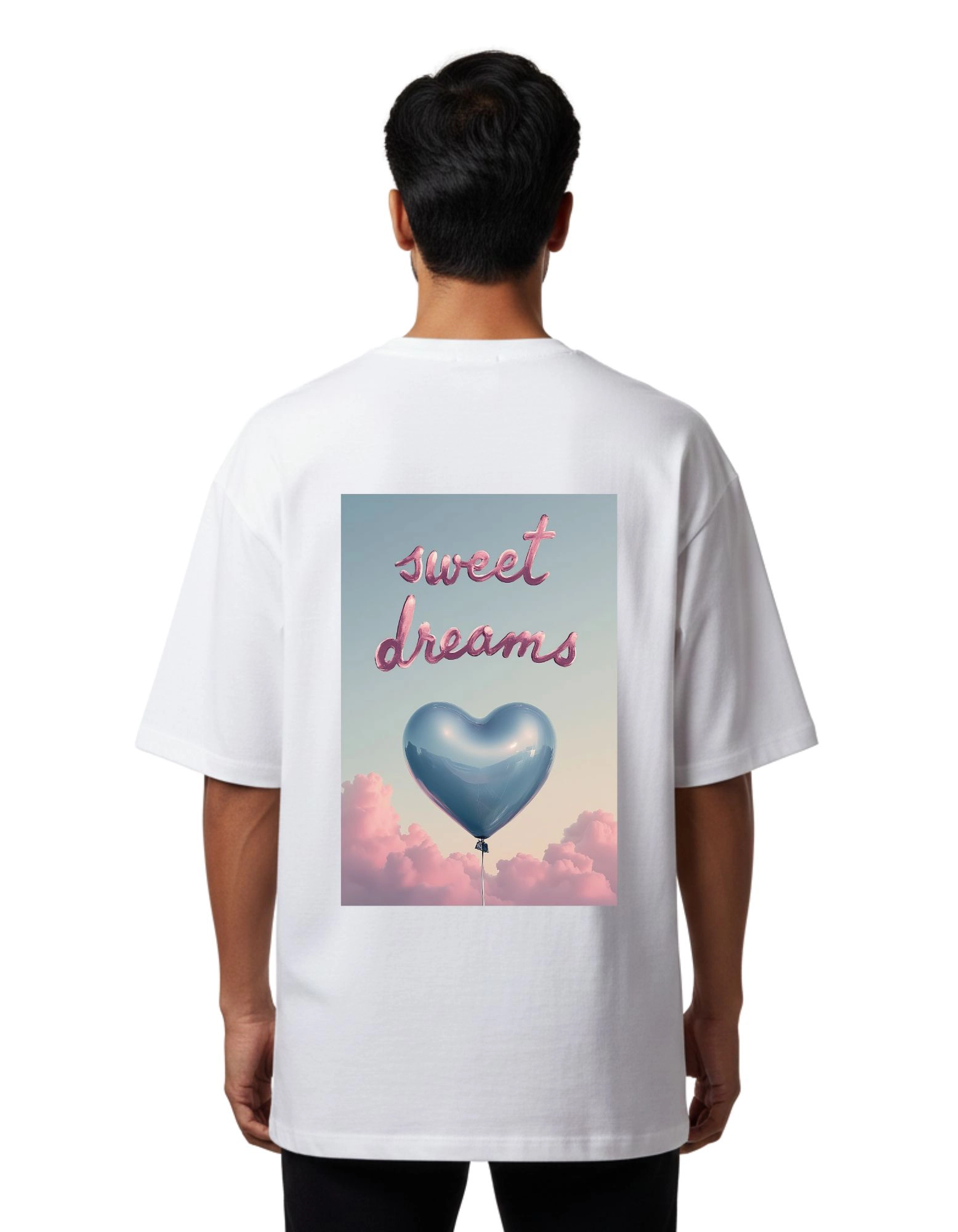 Sweet Dreams Oversized French Terry T-Shirt 240 GSM Half Sleeve White