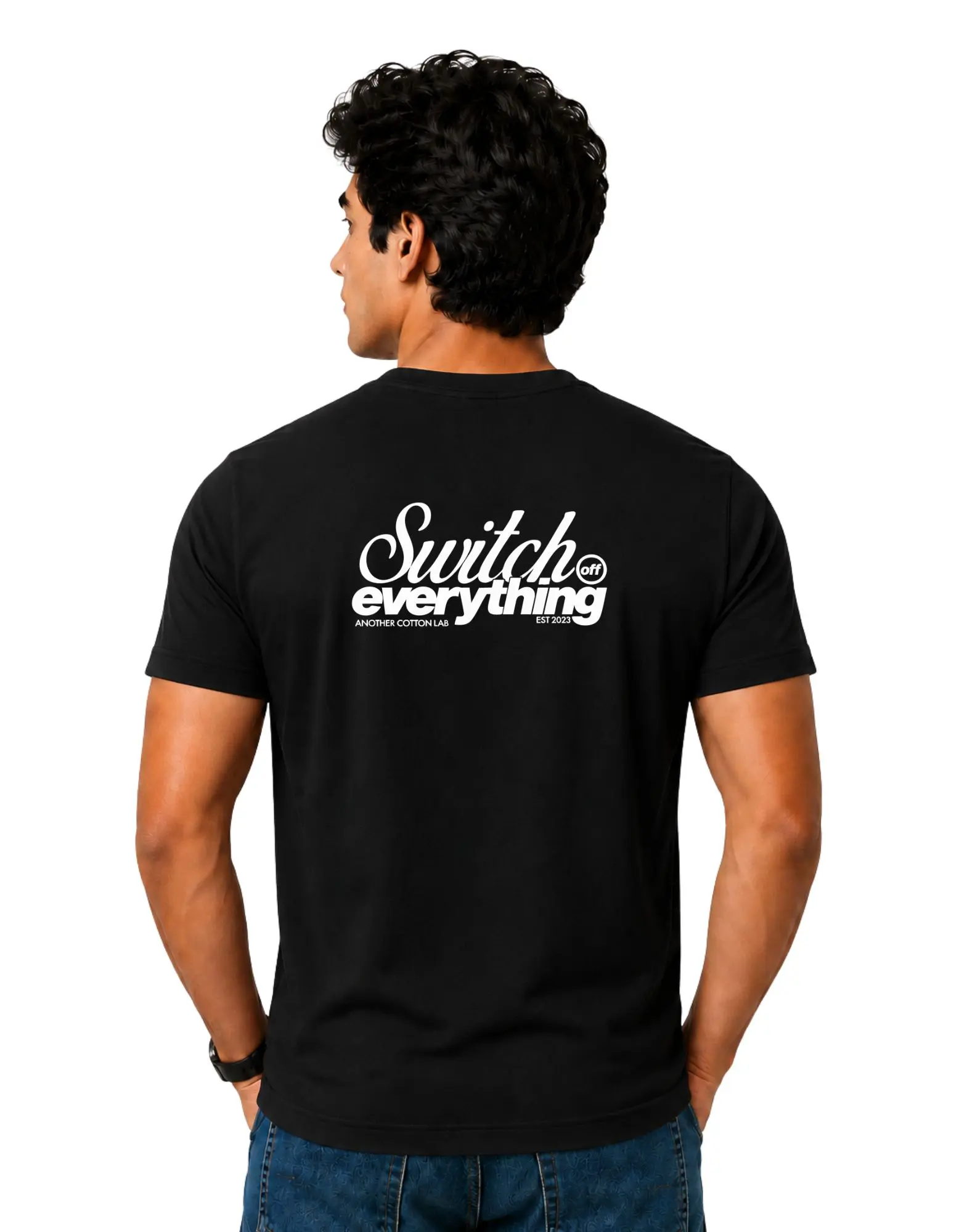 Switch Off Everything Cotton Round Neck T-Shirt 180 GSM Black