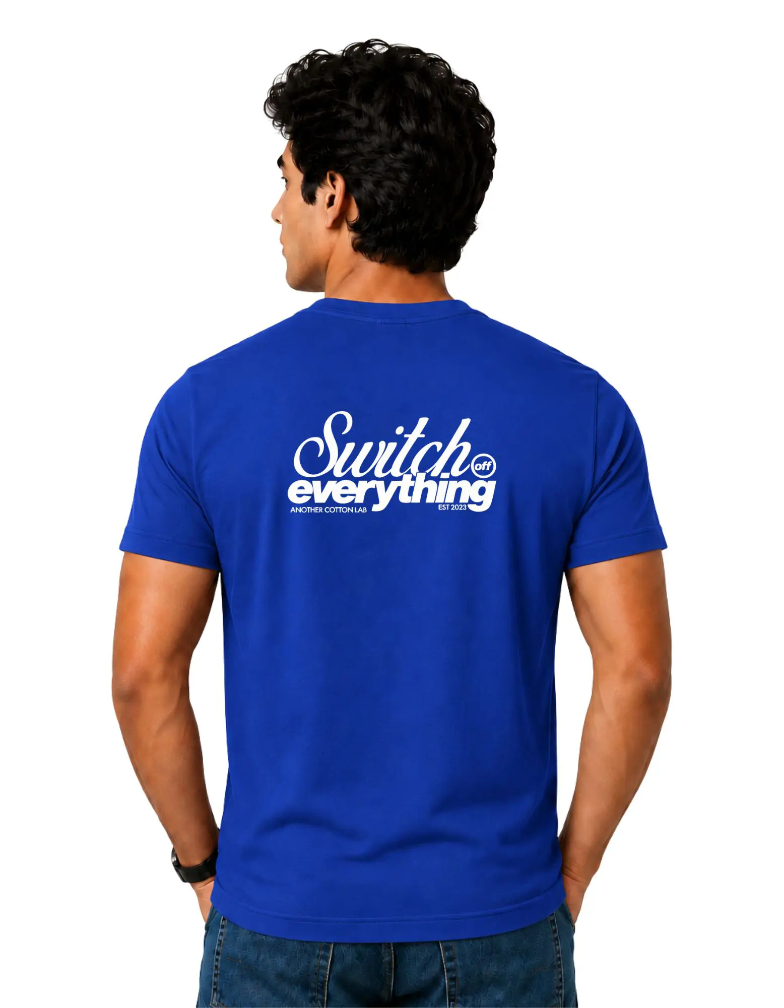 Switch Off Everything Cotton Round Neck T-Shirt 180 GSM Royal Blue