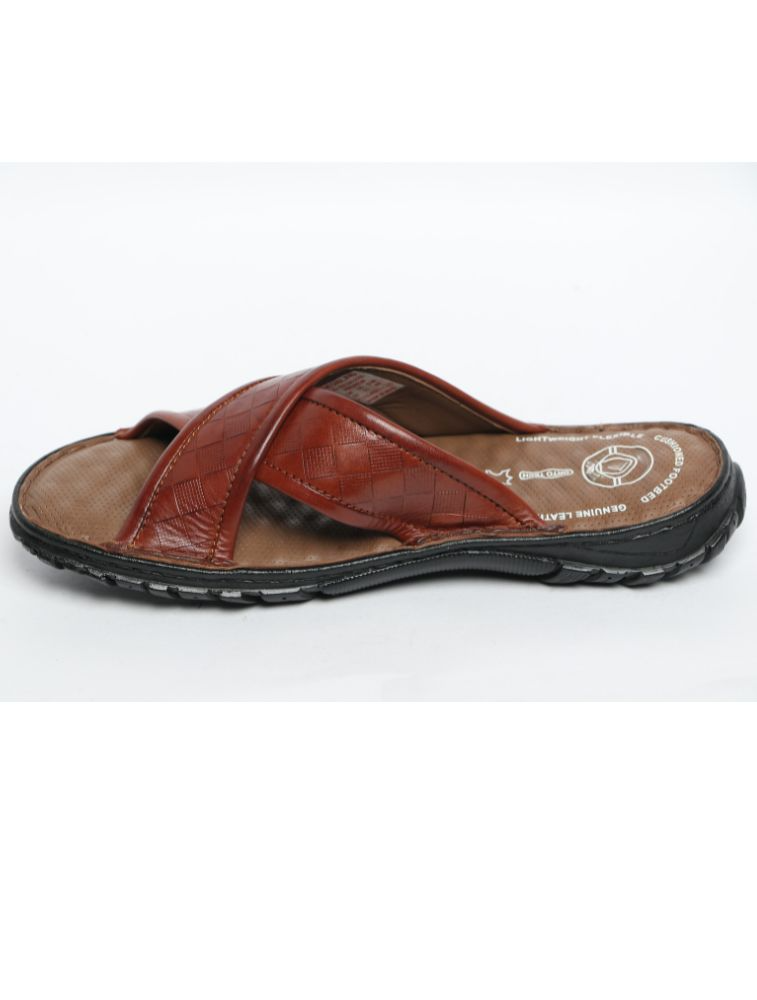Tan Andrew Stitchdown Genuine Leather Sandals