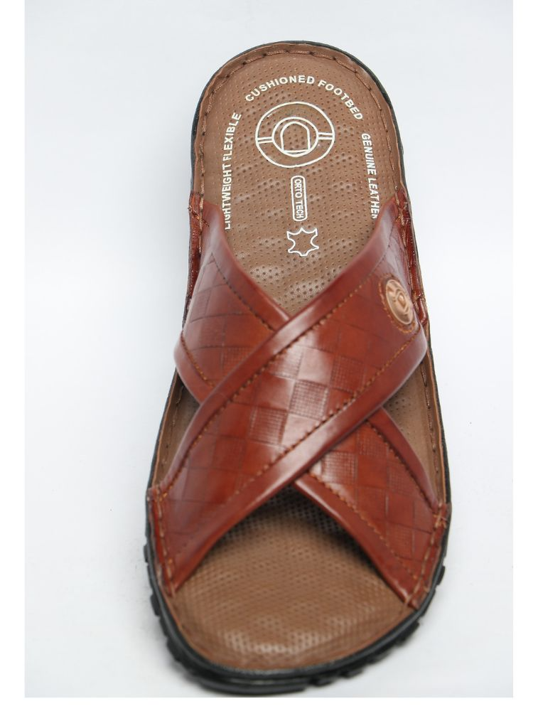 Tan Andrew Stitchdown Genuine Leather Sandals — bulk from ₹1740