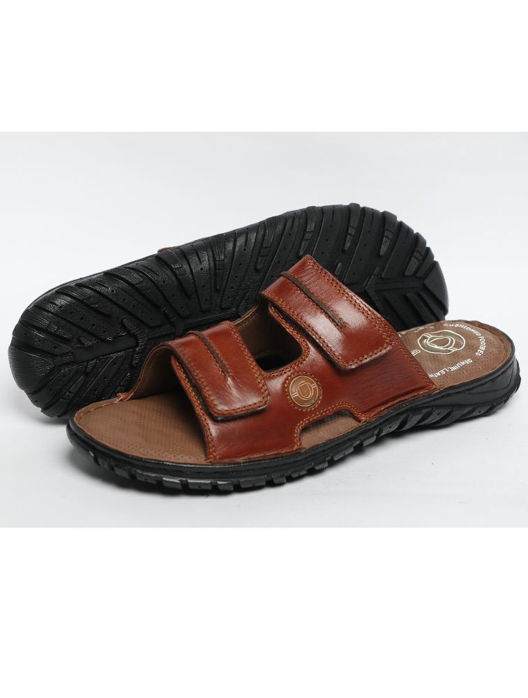 Tan Azzam Stitchdown Genuine Leather Sandals — bulk from ₹1740