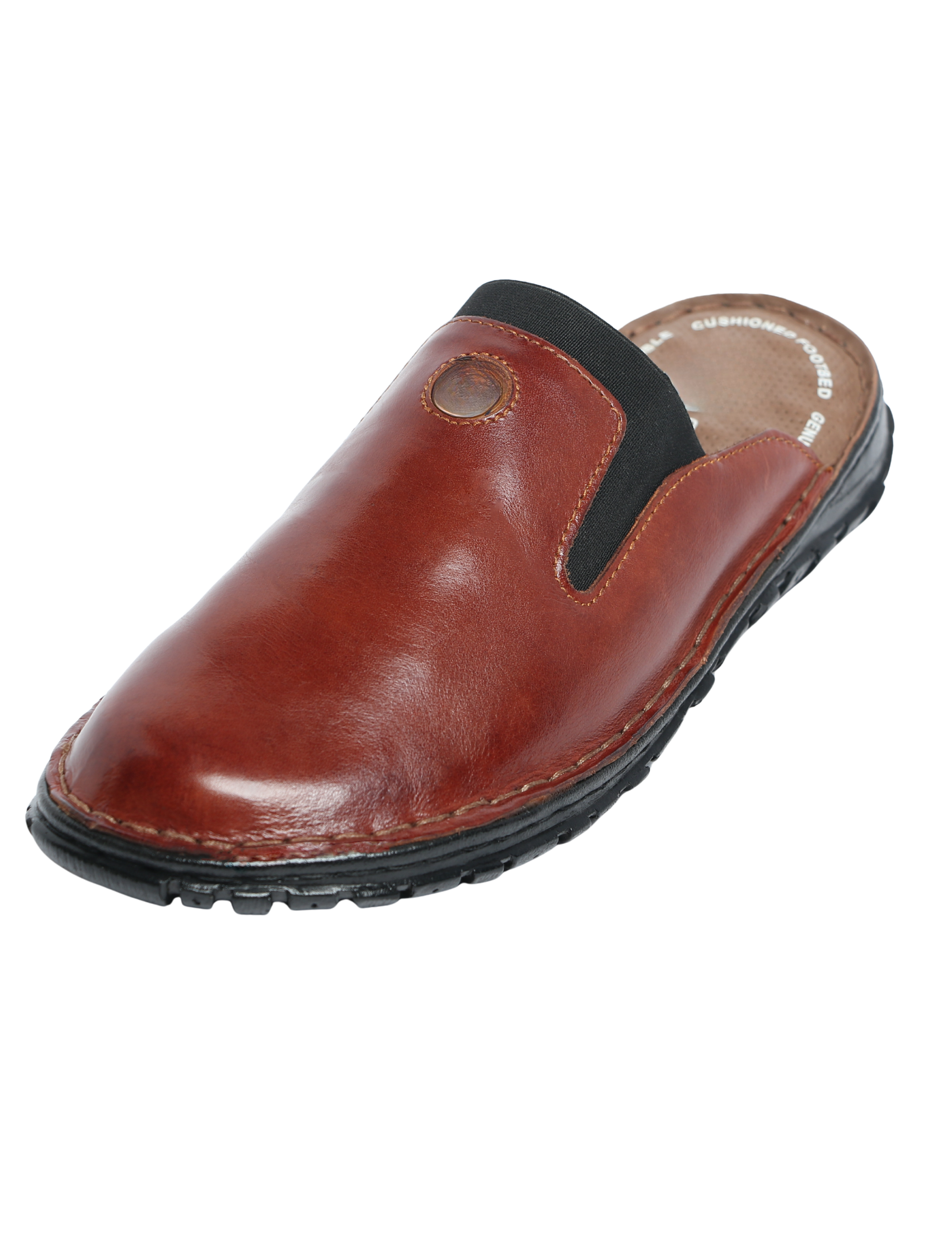 Tan Basil Stitchdown Genuine Leather Mules