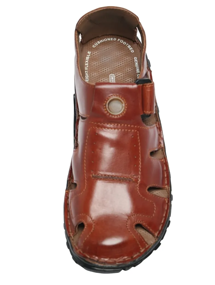 Tan William Stitchdown Genuine Leather Sandals