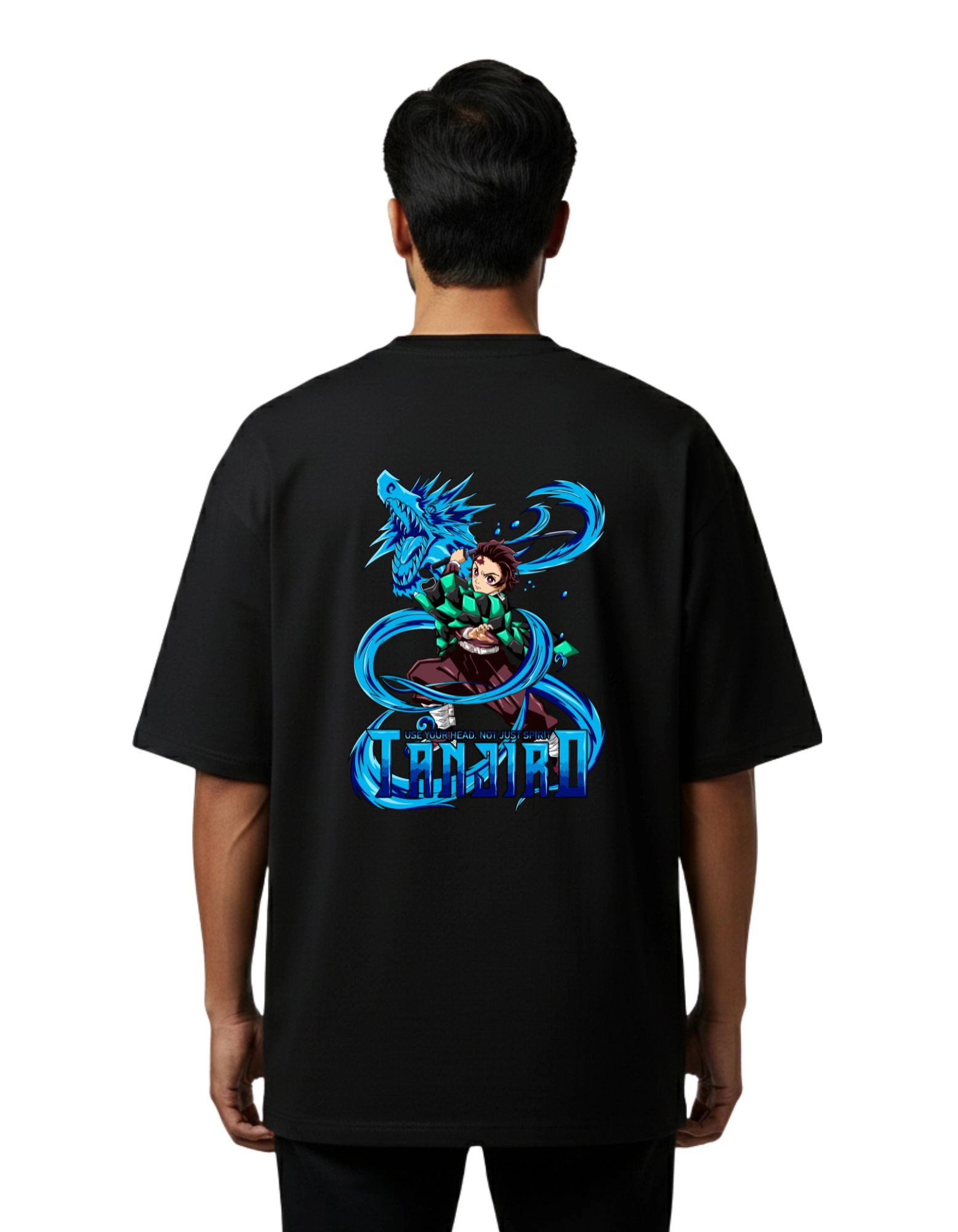 Tanjiro Anime Oversize Cotton French Terry T-Shirt 240 GSM Black