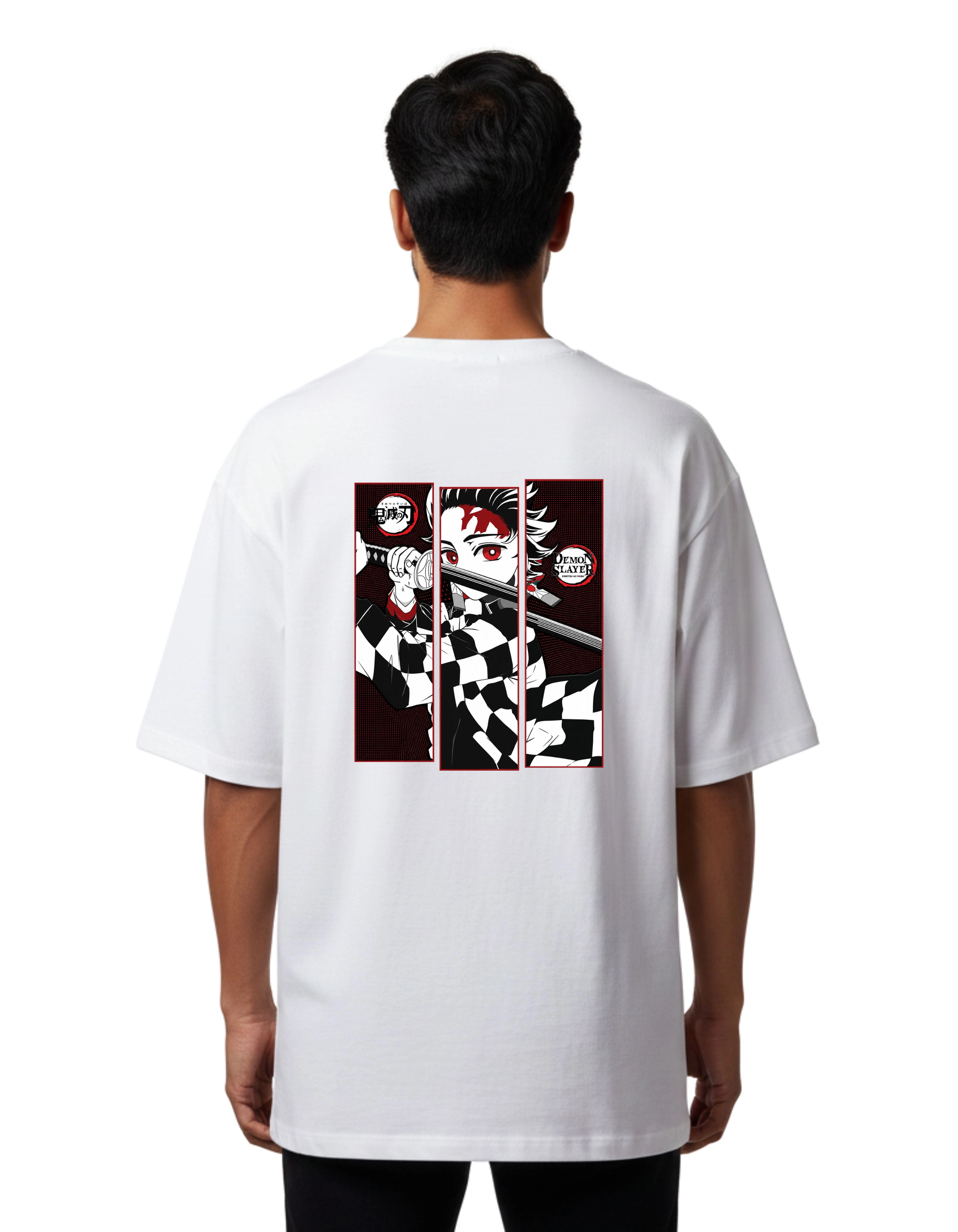 Tanjiro Warrior Demon Slayer Oversize Cotton French Terry T-Shirt 240 GSM White