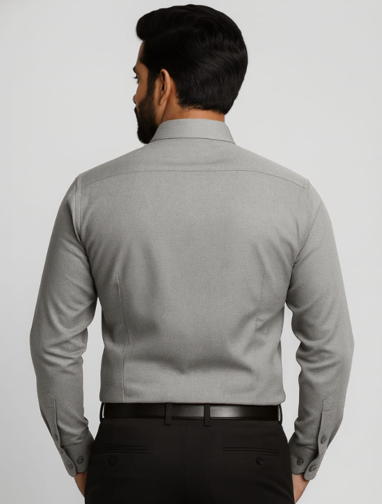 Grey Filafil Polycotton Full Sleeve Shirt With Pocket