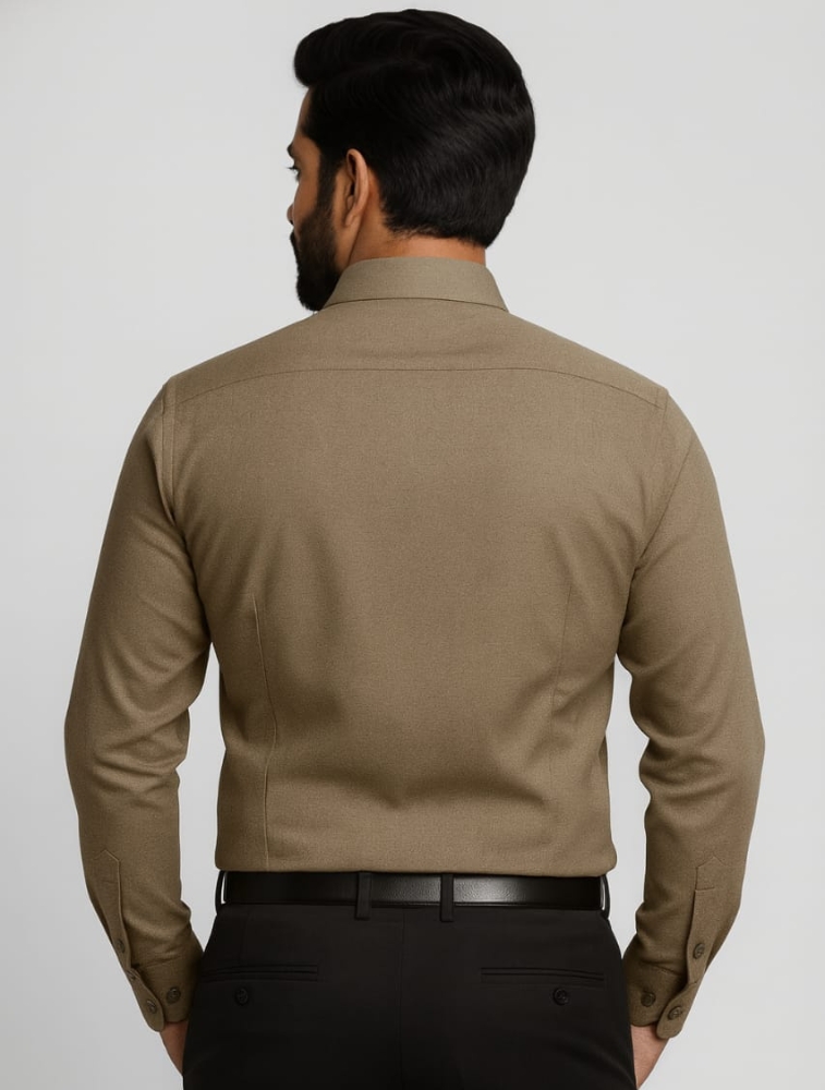 Taupe Filafil Polycotton Full Sleeve Shirt With Pocket
