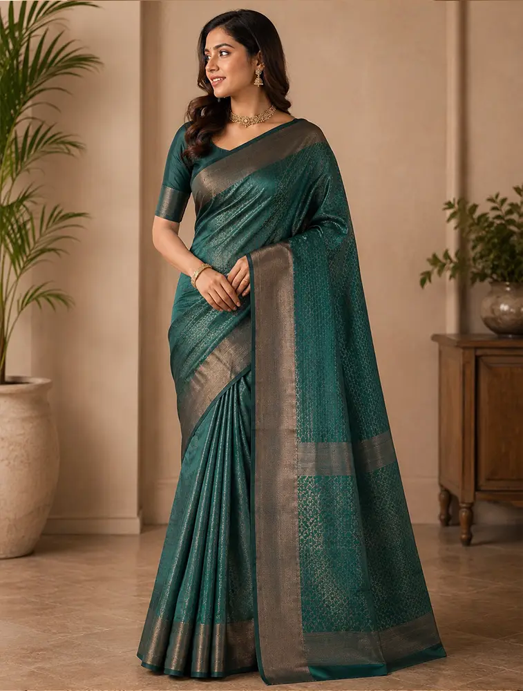 Teal  Womens Poonam Special Designer Sarees — bulk from ₹1333
