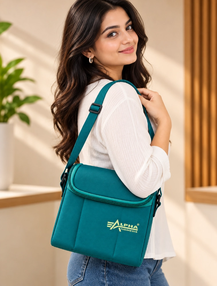 Teal Blue Alpha Nemesis Cube Insulated Lunch Bag