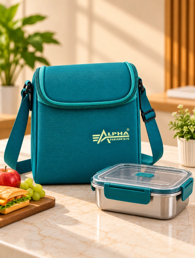 Teal Blue Alpha Nemesis Cube Insulated large Lunch Bag