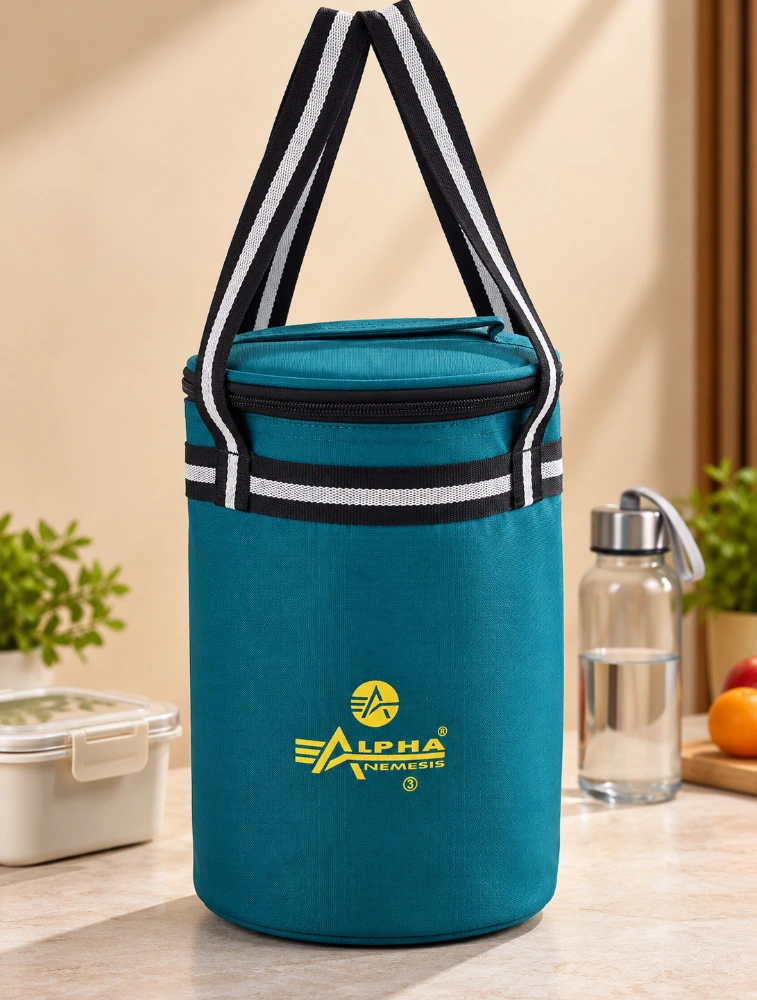 Teal Blue Alpha Nemesis Round Large Compact Everyday Lunch Bag