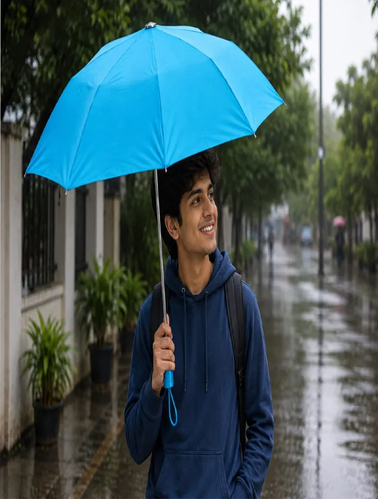 Teal Blue Portable 3 Fold Umbrella