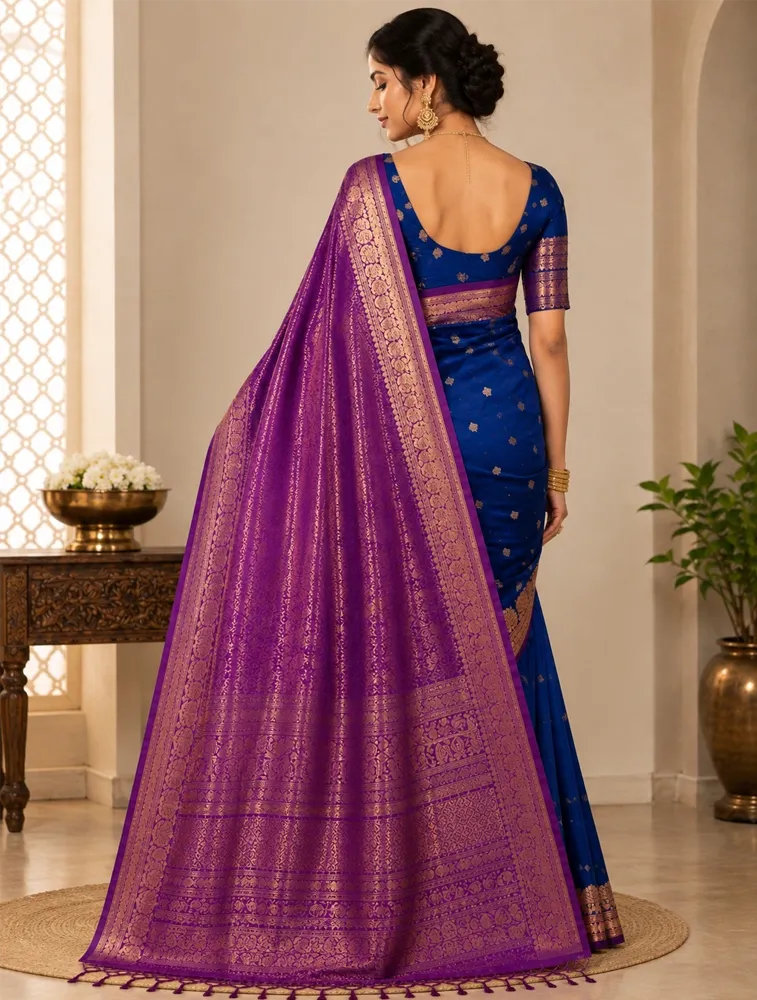 Teal Blue Womens Premium Semi Gadwal Saree — bulk from ₹3919