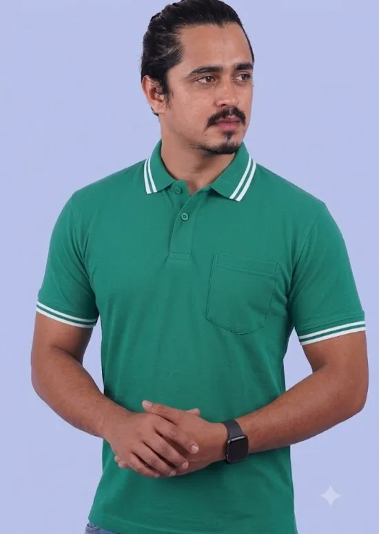Teal Dri Fit Mars 200 GSM Polo T Shirt with Dual Tipping And Pocket