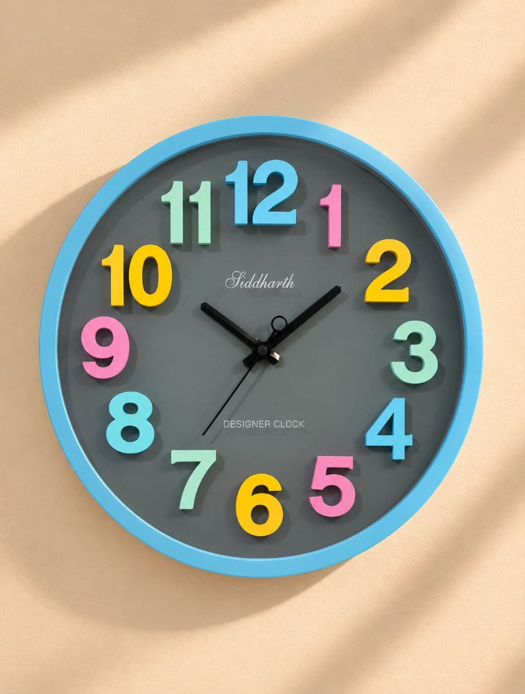 Teal Grey Siddharth Quartz Designer Wall Clock For Home And Office