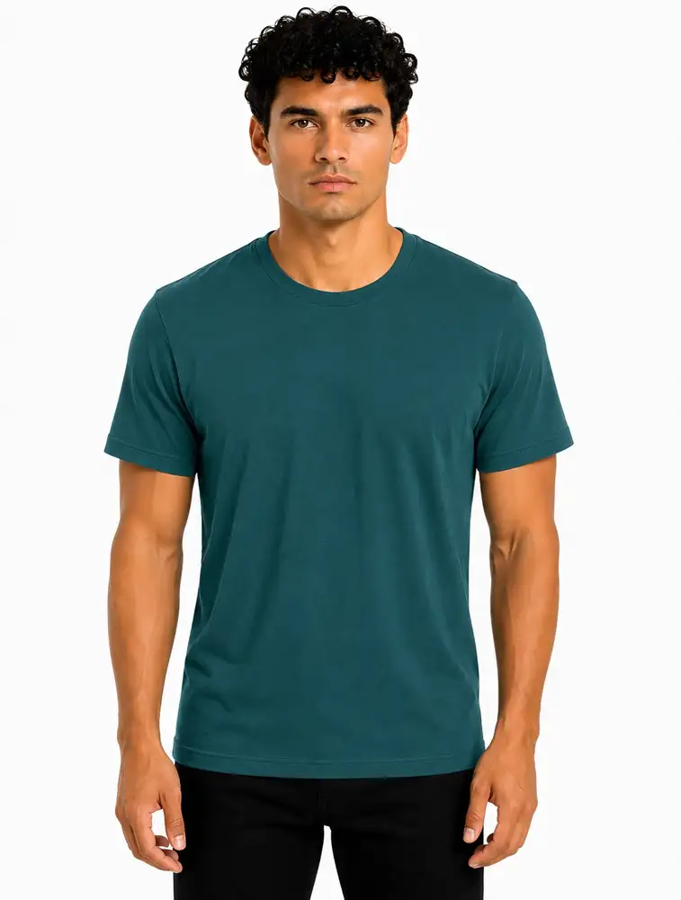 Teal Premium Polycotton 180 GSM Round Neck T-Shirt