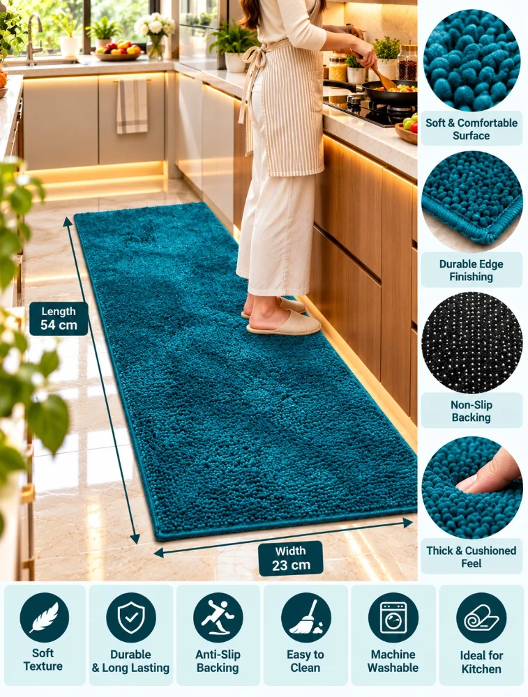 Teal Elegance Runner Mat