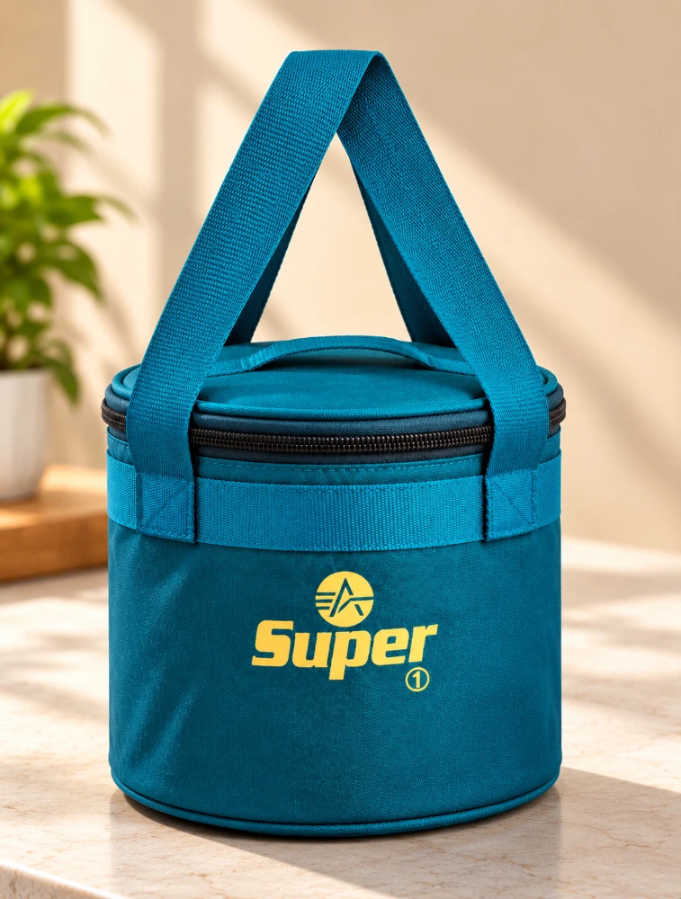 Teal blue With Yellow Alpha Nemesis Mini Round Insulated Lunch Bag