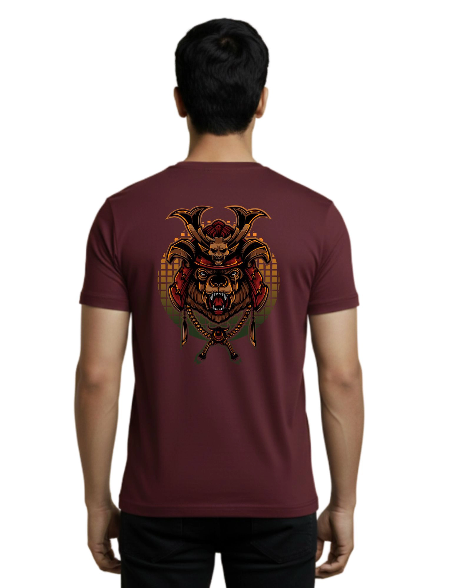 The Bear Round Neck Half Sleeve 180 GSM T-Shirt Maroon
