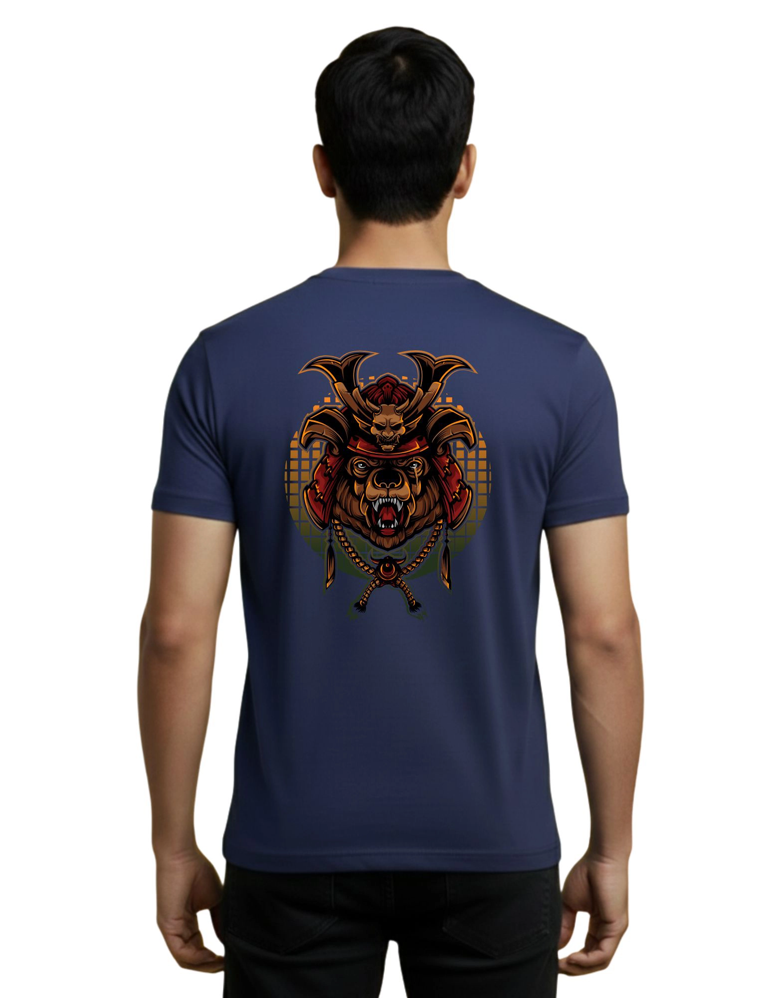 The Bear Round Neck Half Sleeve 180 GSM T-Shirt Navy Blue
