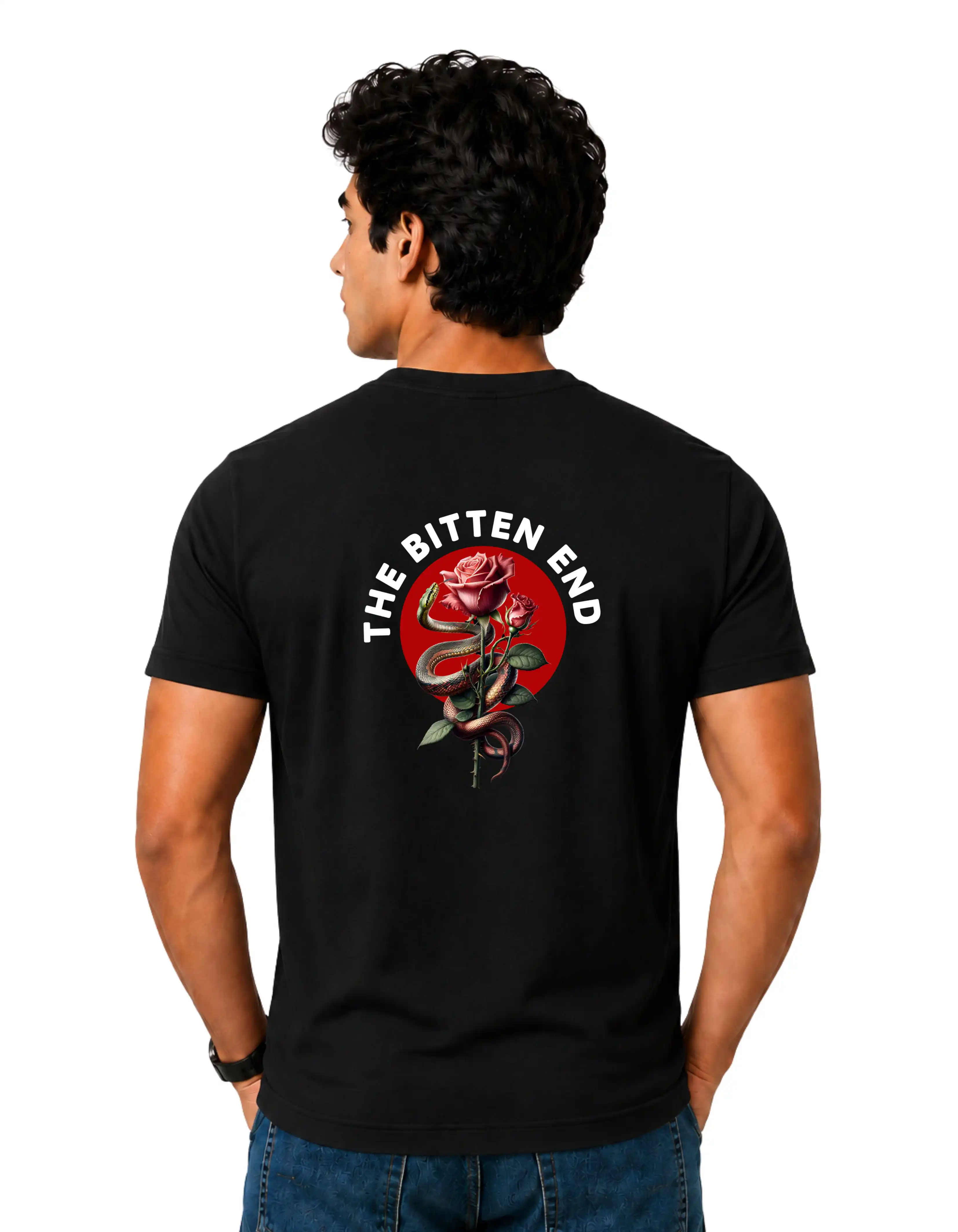 The Bitten End Cotton Round Neck T-Shirt 180 GSM Black