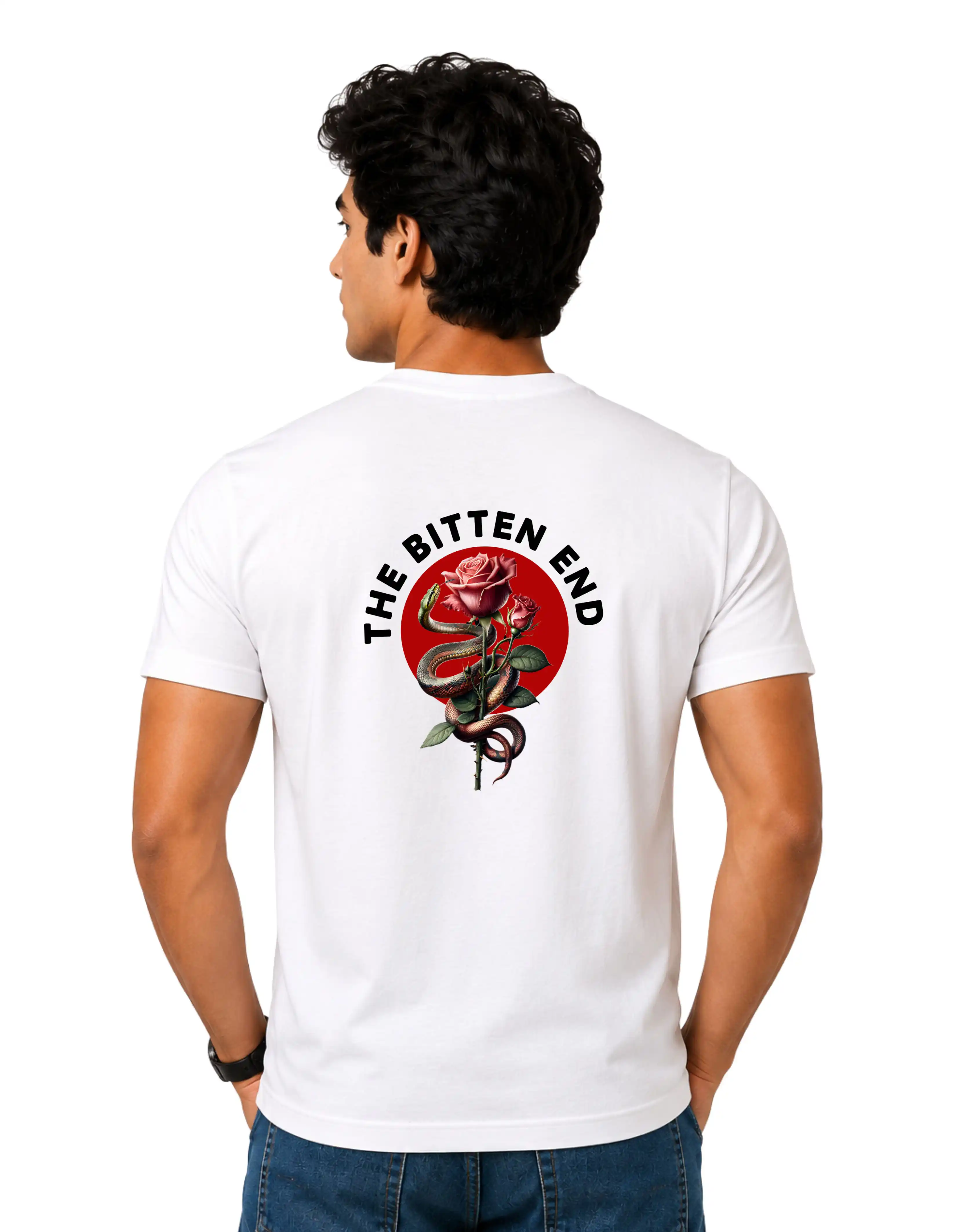 The Bitten End Cotton Round Neck T-Shirt 180 GSM White