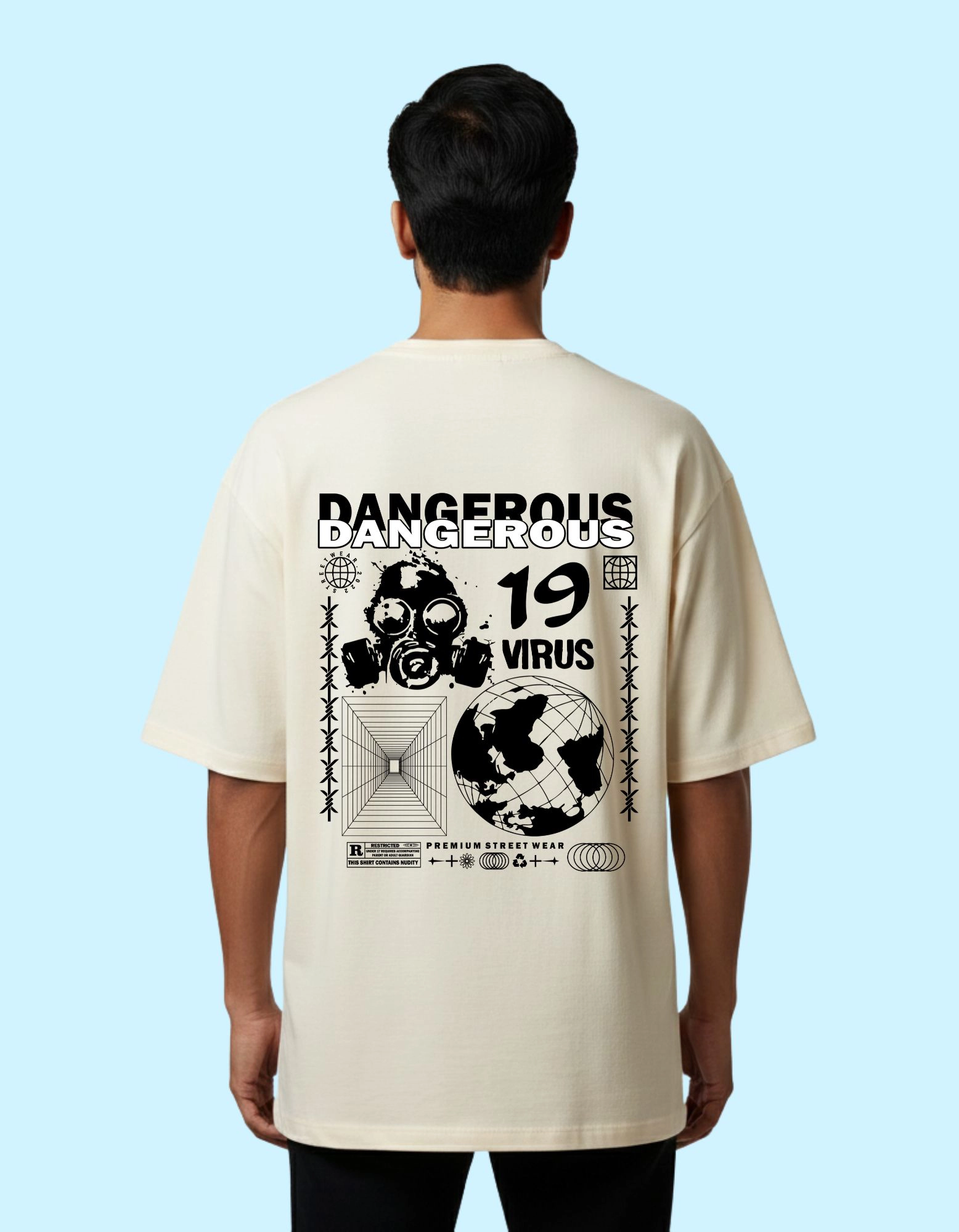 The Dangerous Oversized Cotton T-Shirt 240 GSM Half Sleeve Beige