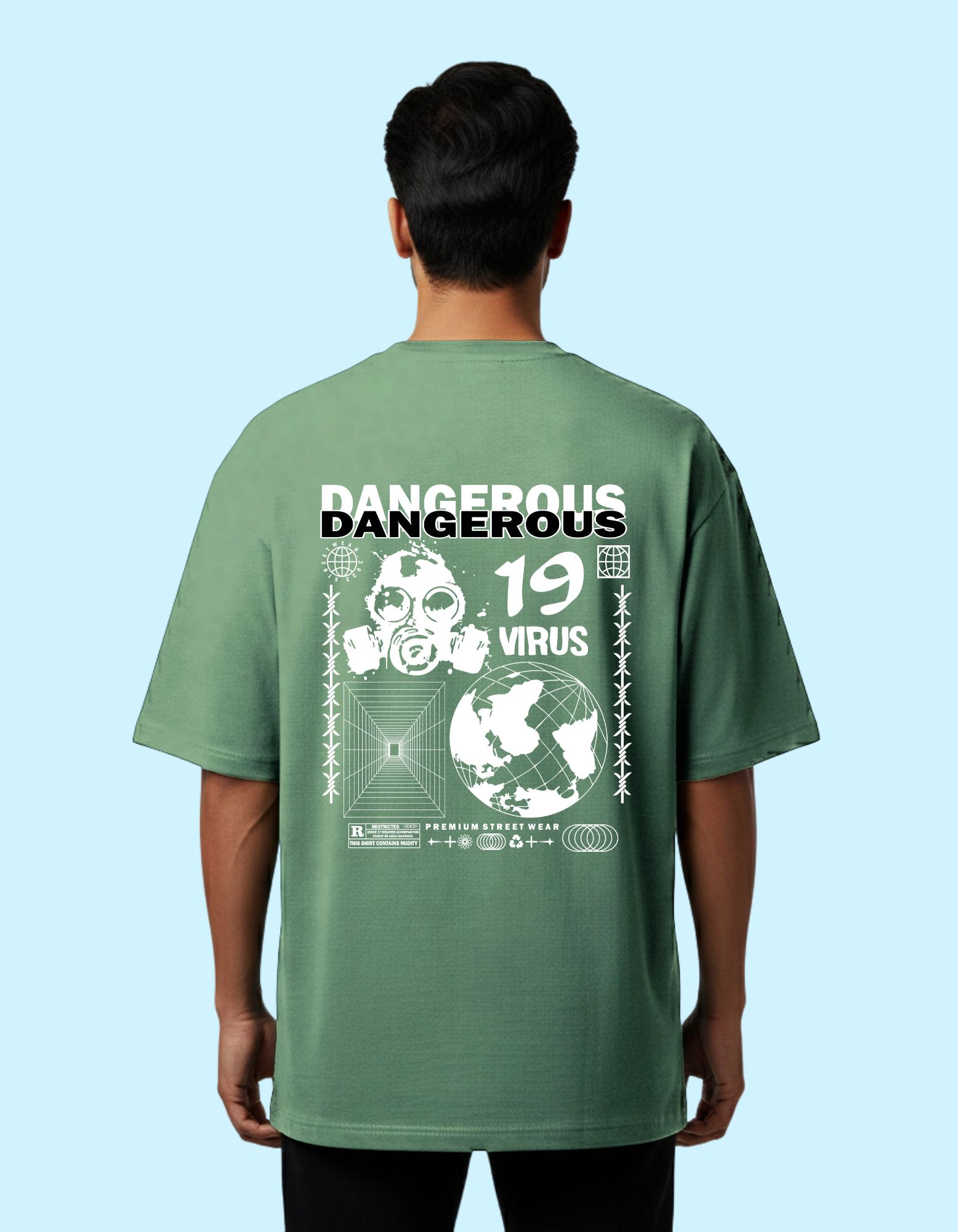 The Dangerous Oversized Cotton T-Shirt 240 GSM Half Sleeve D Green