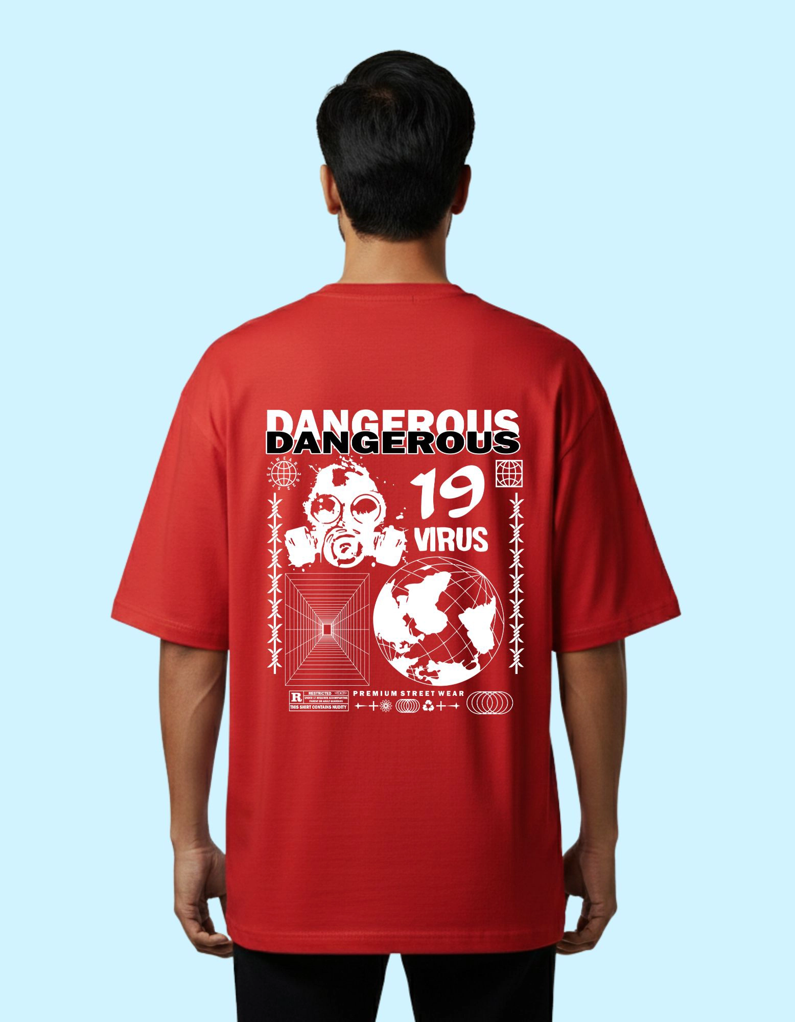 The Dangerous Oversized Cotton T-Shirt 240 GSM Half Sleeve Red