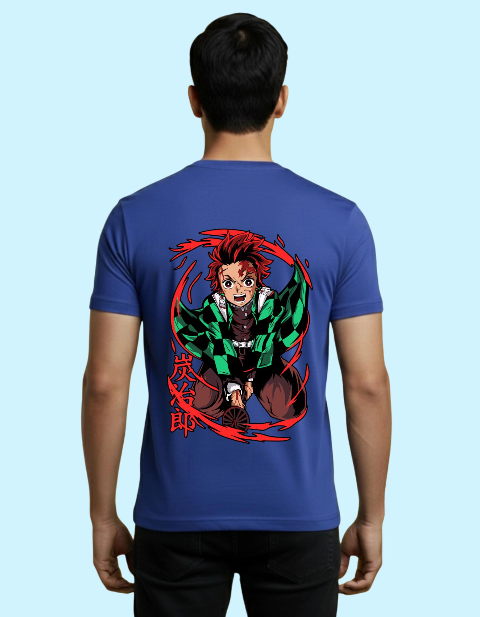 The Demon Slayer Cotton T-Shirt 180 GSM Round Neck Royal Blue