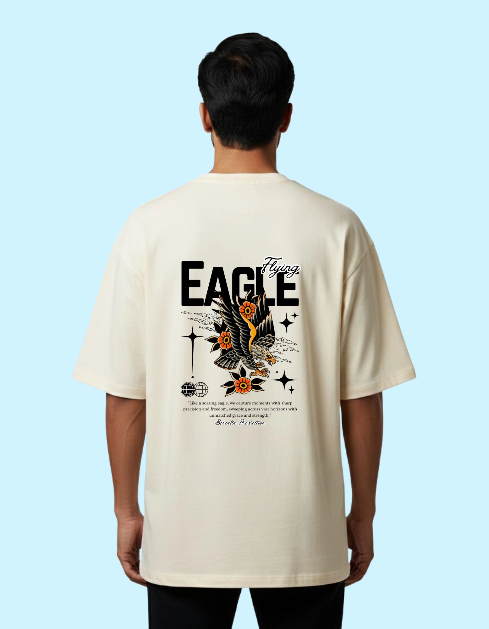 The Eagle Oversized Cotton T-Shirt 240 GSM Beige