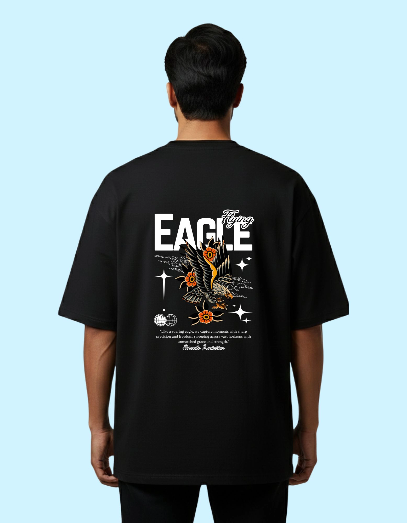 The Eagle Oversized Cotton T-Shirt 240 GSM Black