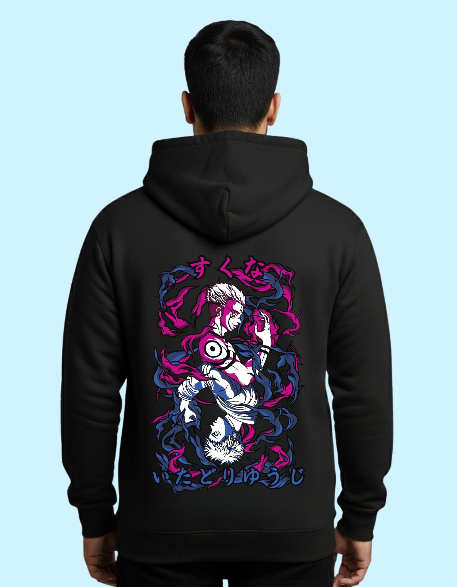 The Japanese Art Cotton Hoodie 300 GSM Without Zipper Black