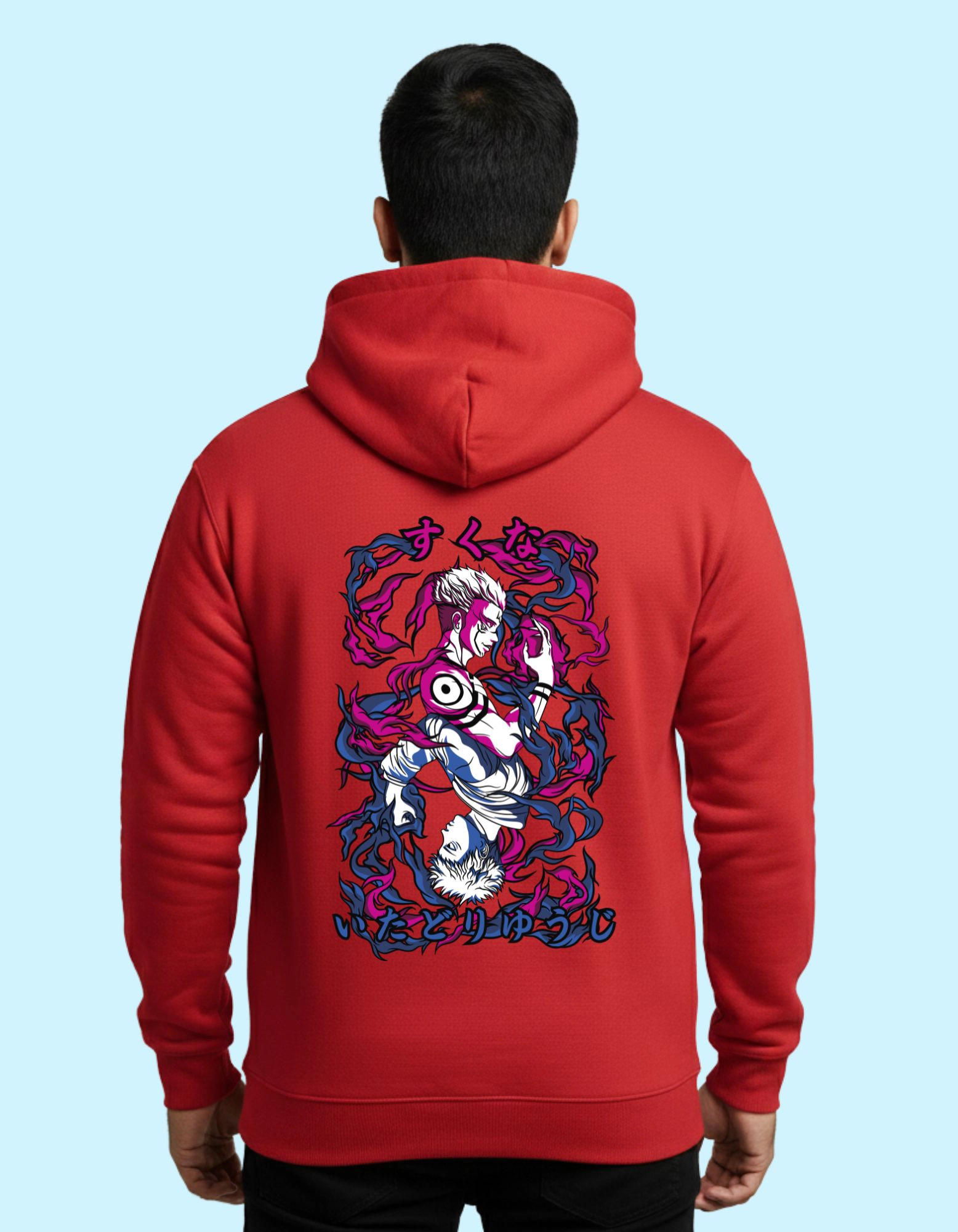 The Japanese Art Cotton Hoodie 300 GSM Without Zipper Red